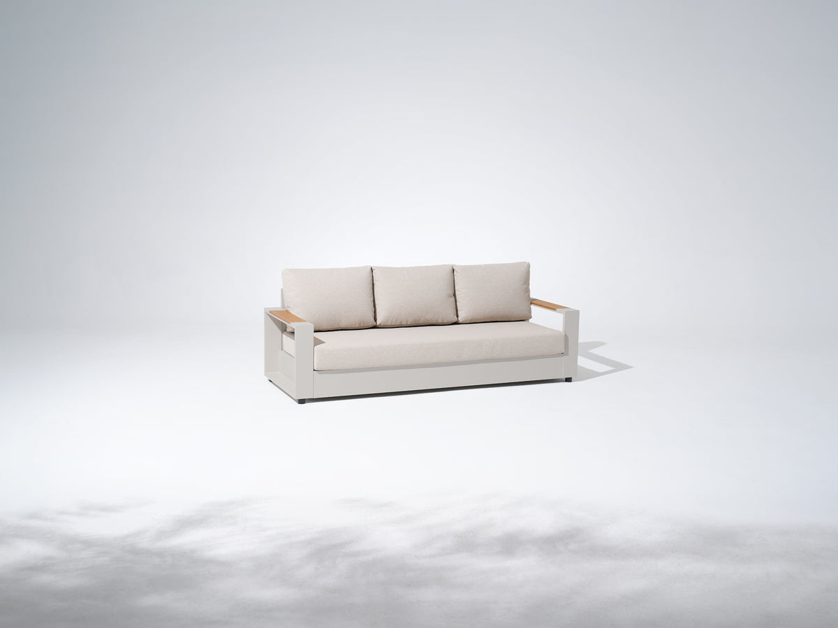 Addison Moder Addison Oyster White Modern Metal Outdoor Sofa, Aluminum Frame, Olefin