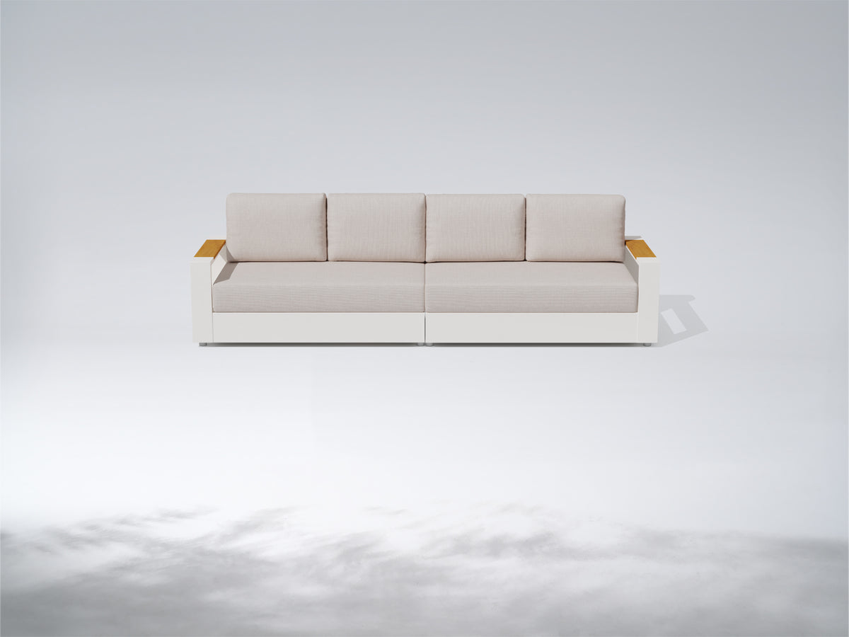 Addison Aluminum Outdoor Modular Sectional Sofa, L‑Shaped & U‑Shaped Multiple Layouts, Oyster White