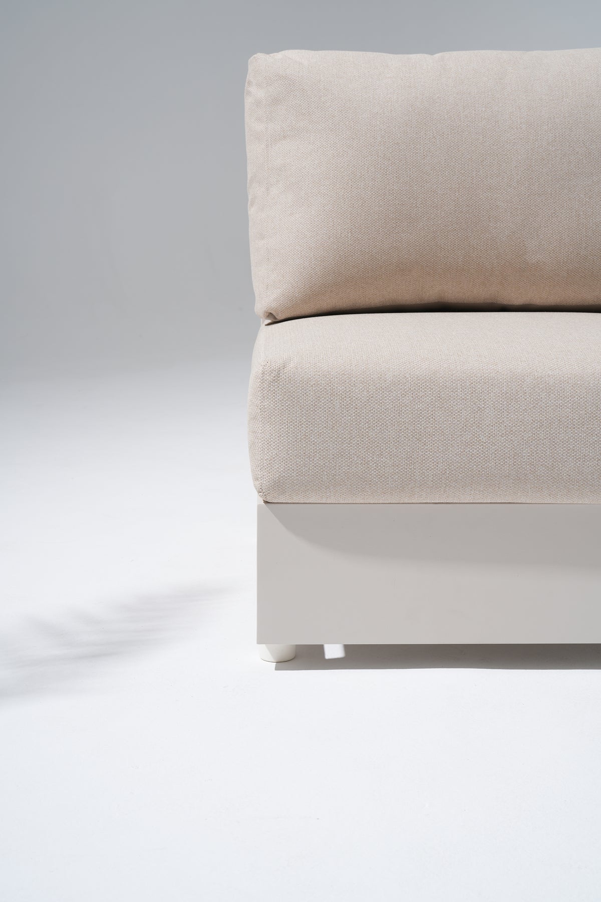Addison Modern Aluminum Armless Chair with Cushions, Oyster White