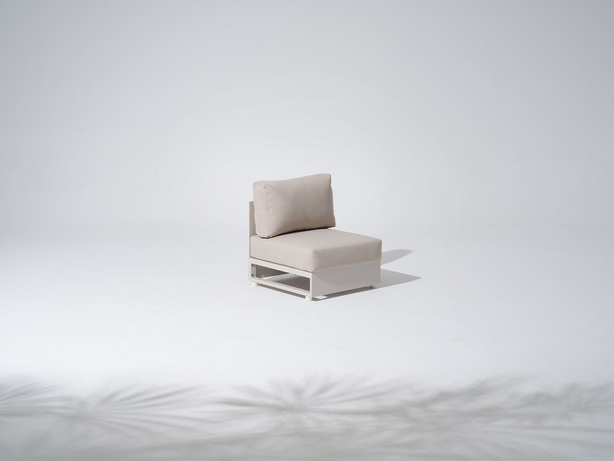 Addison Modern Aluminum Armless Chair with Cushions, Oyster White