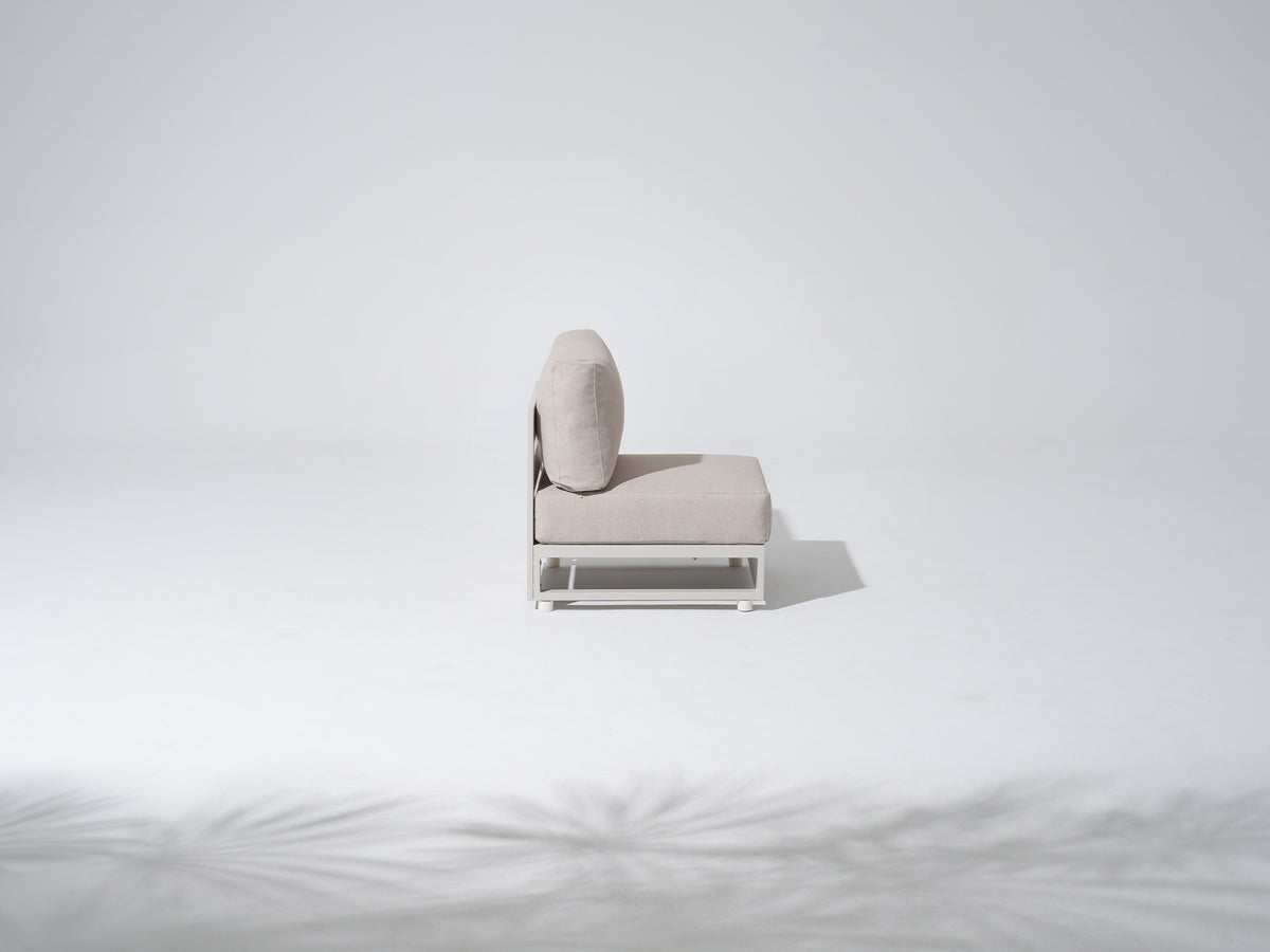 Addison Modern Aluminum Armless Chair with Cushions, Oyster White