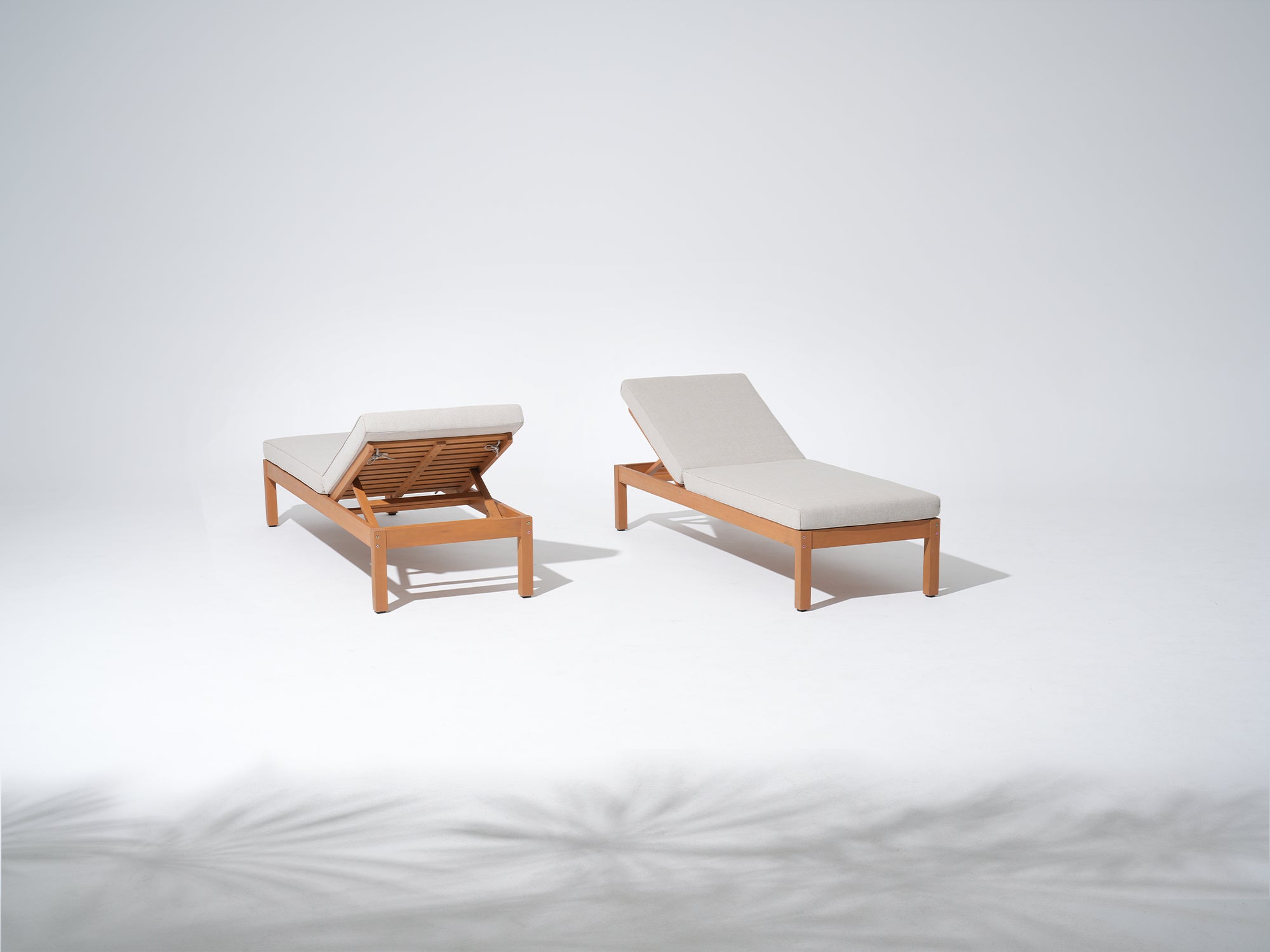 Addison Wooden Outdoor Lounger, Warm-textured Eucalyptus Timber, Adjustable Backrest & Linen Cushion