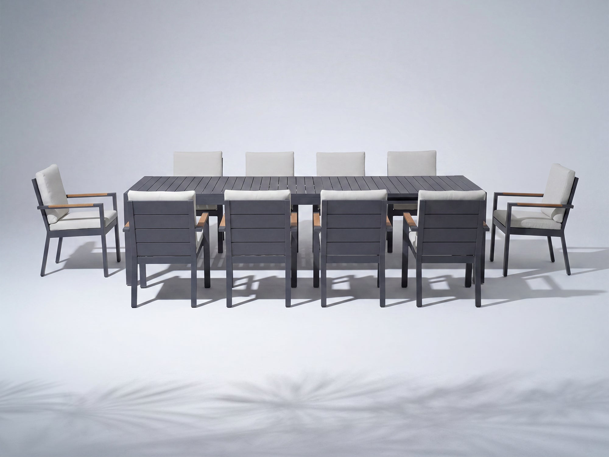 Addison Outdoor Aluminum Dining Set, Dark Grey, Extendable Design, 65"-112"