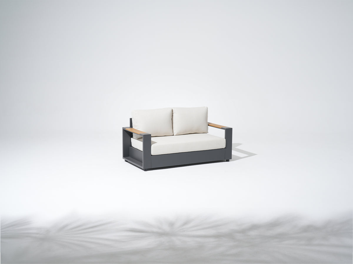 Addison Charcoal Outdoor Loveseat, Aluminum Frame & Olefin Cushion