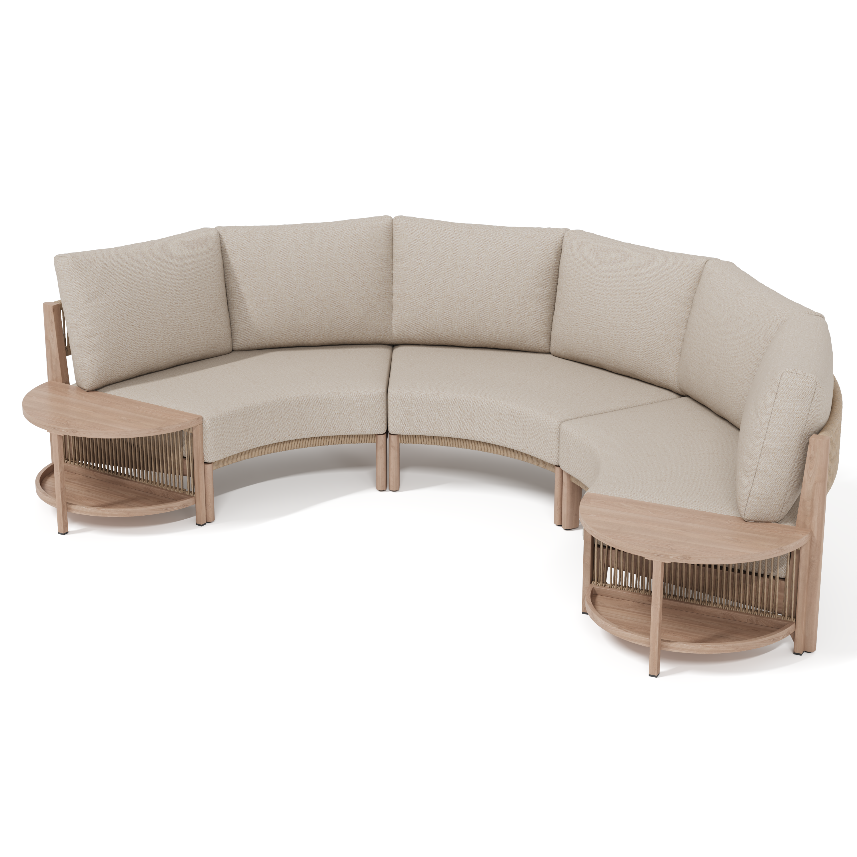 Arlo 5-Piece Outdoor Modular Conversation Lounge Set, Wood-Look, Aluminum Frame