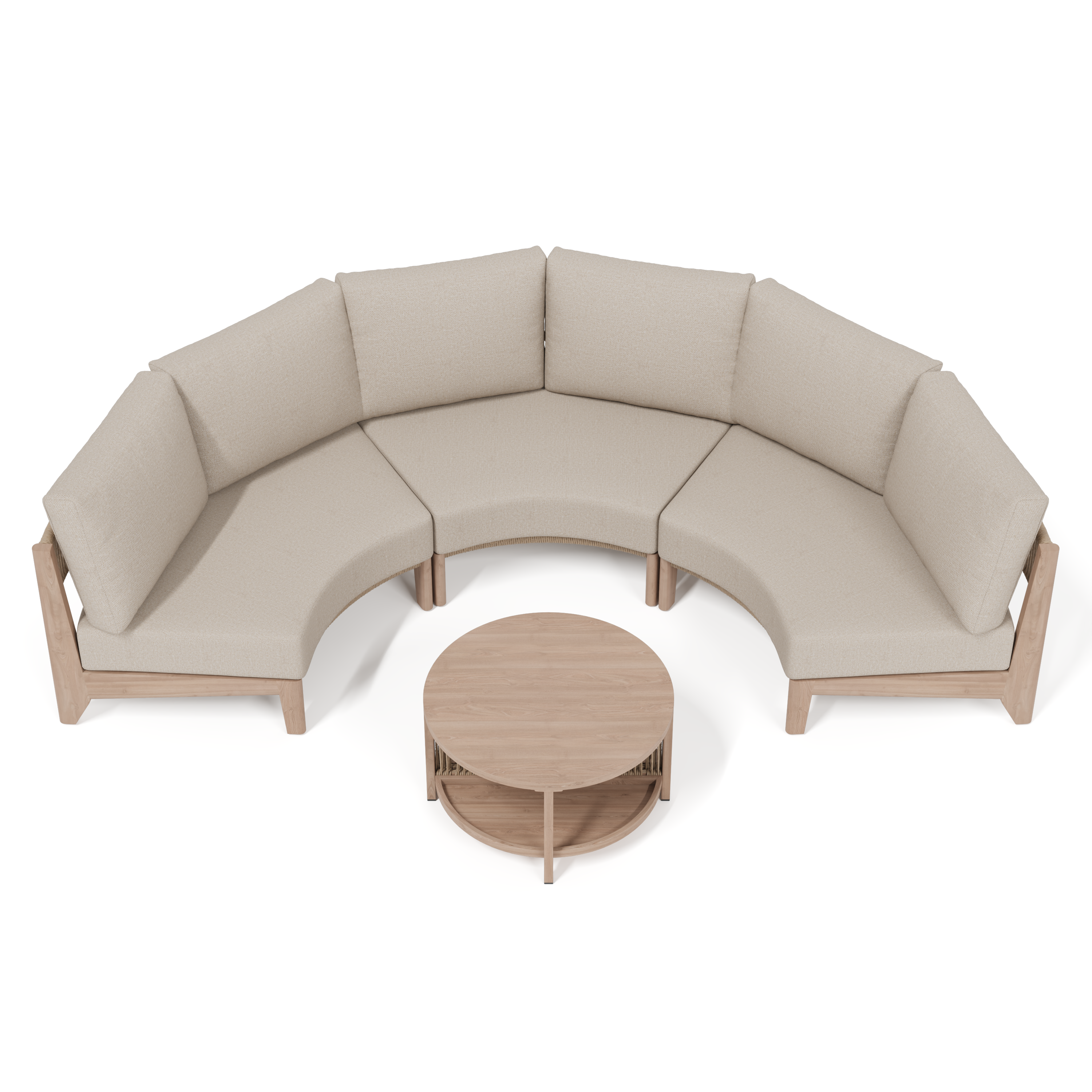 Arlo 5-Piece Outdoor Modular Conversation Lounge Set, Wood-Look, Aluminum Frame