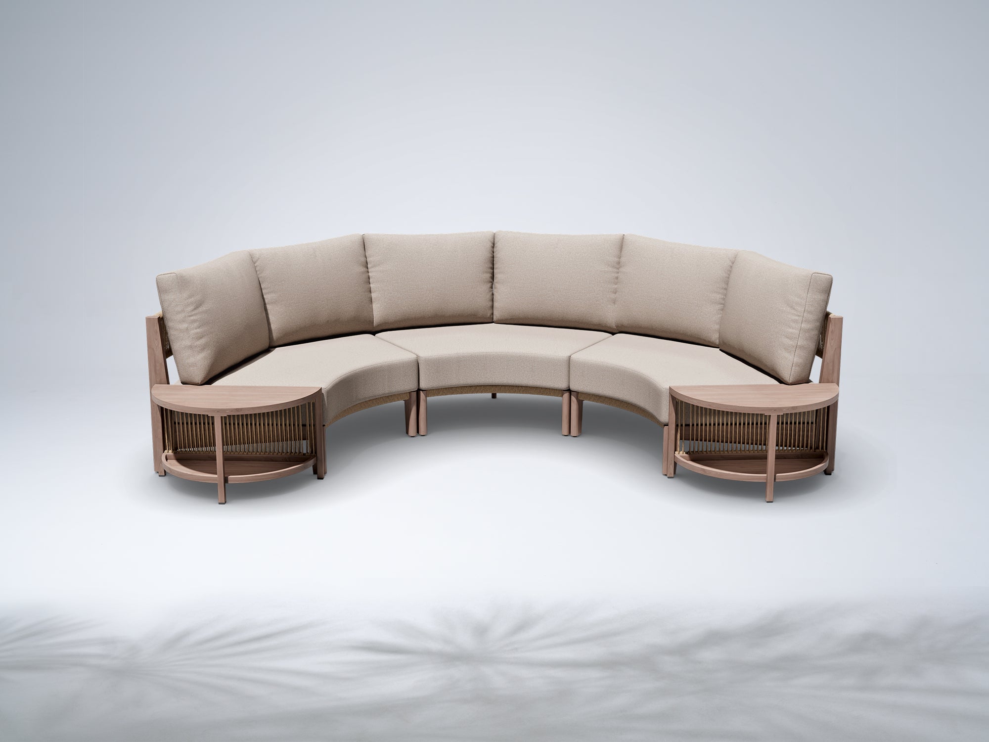Arlo 5-Piece Outdoor Modular Conversation Lounge Set, Wood-Look, Aluminum Frame