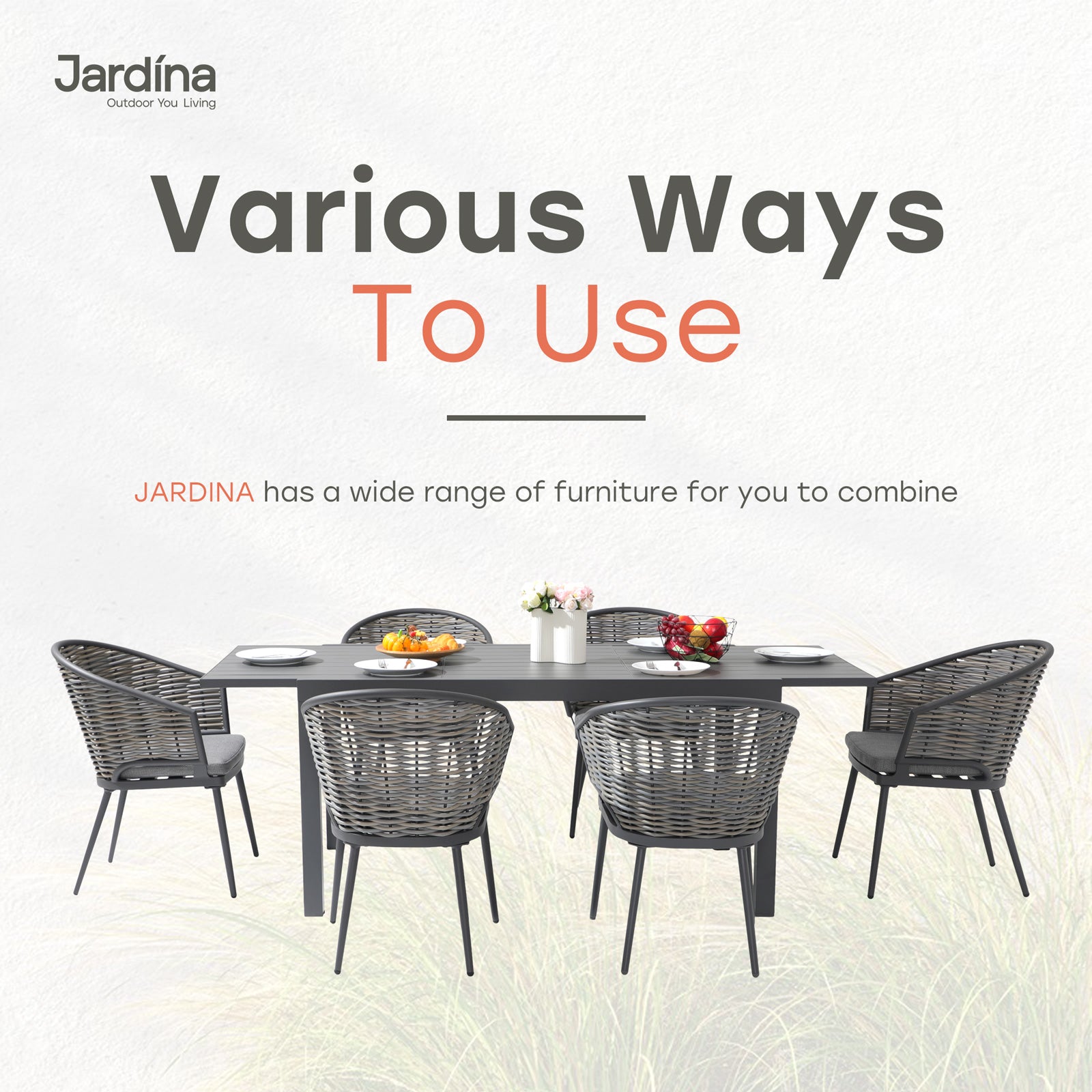 Jardina's grey wicker outdoor dining set