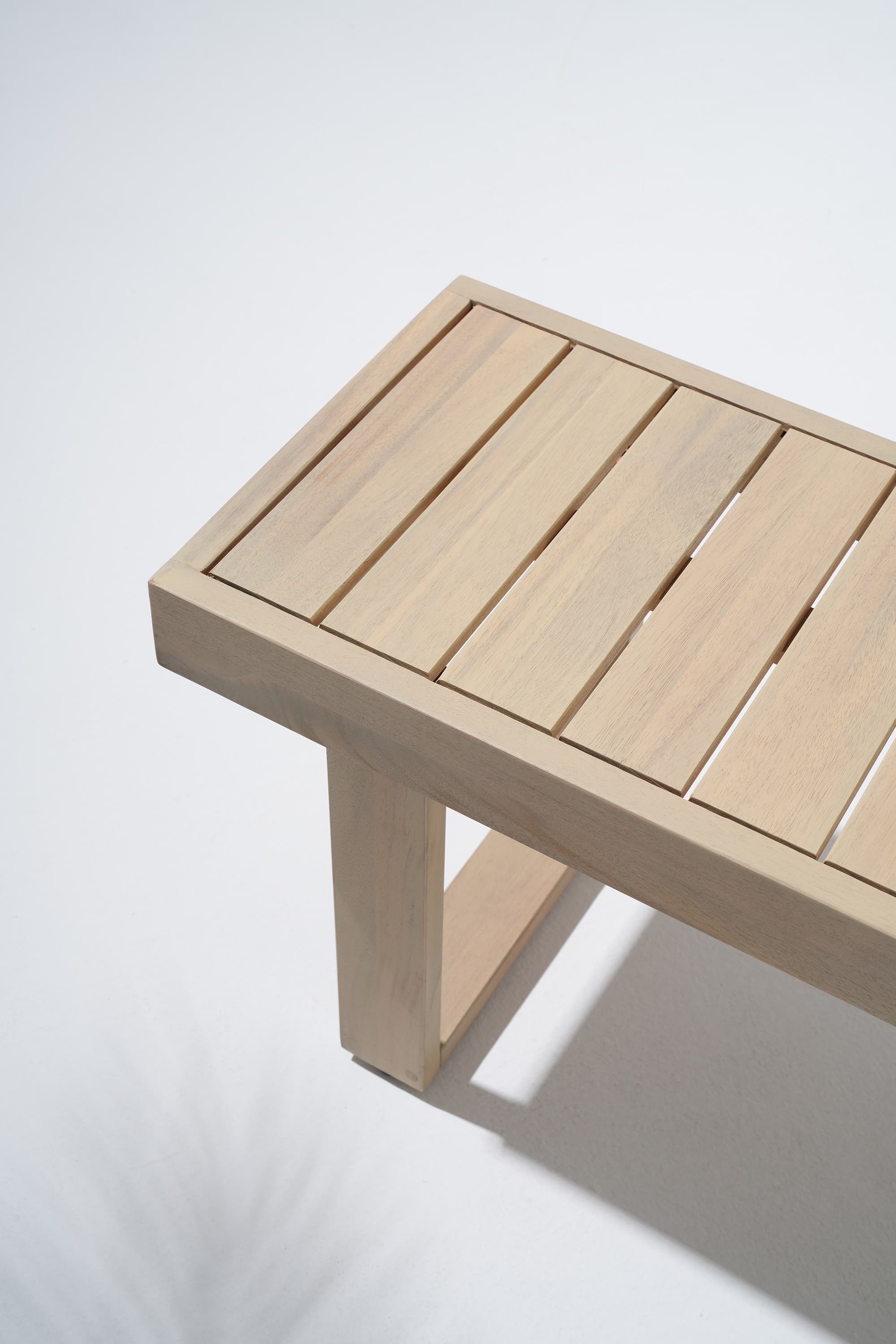 Outdoor Wood Bench with Sled Leg, Slatted Design, 63''