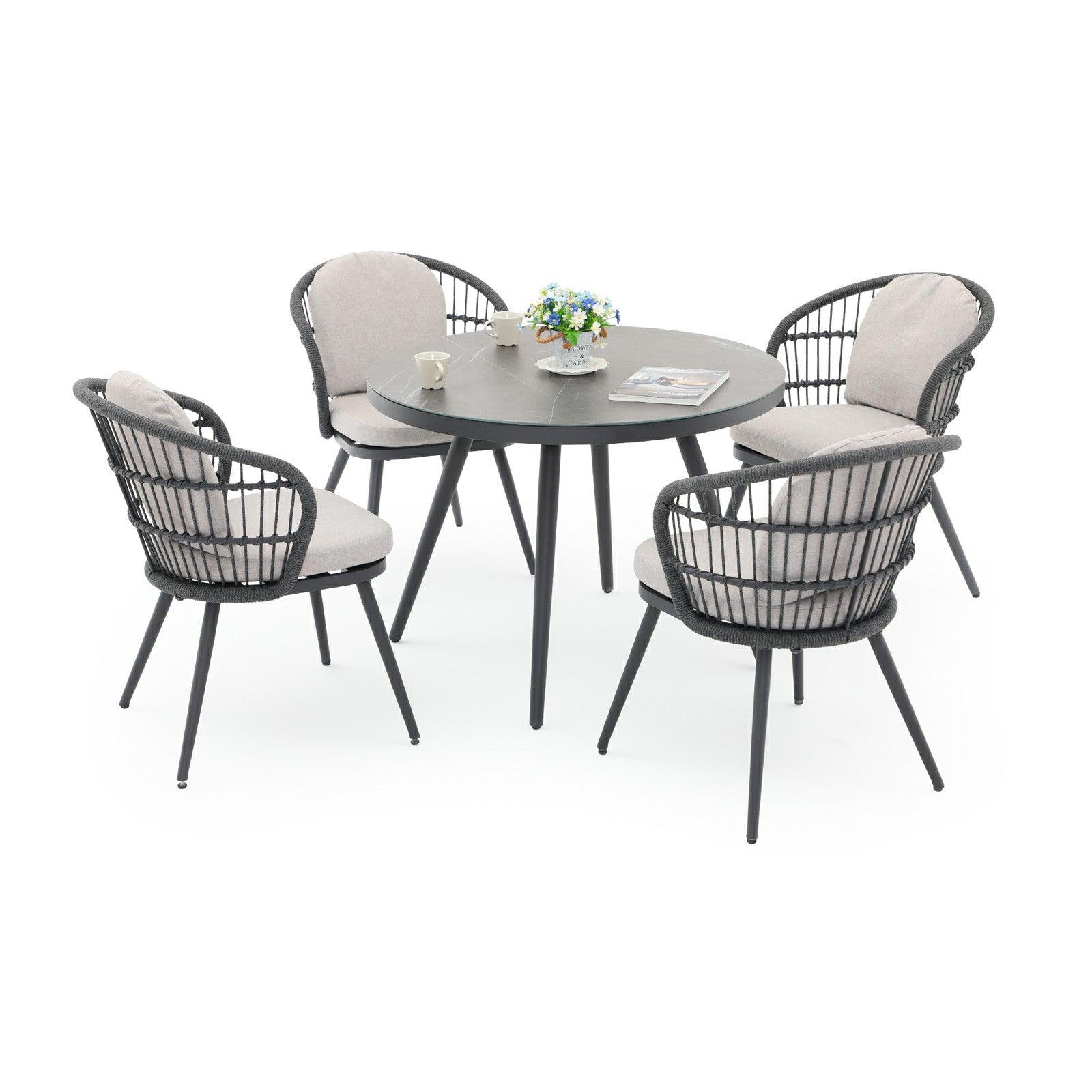 Comino Aluminum 4-Person Patio Dining Set with Round Table