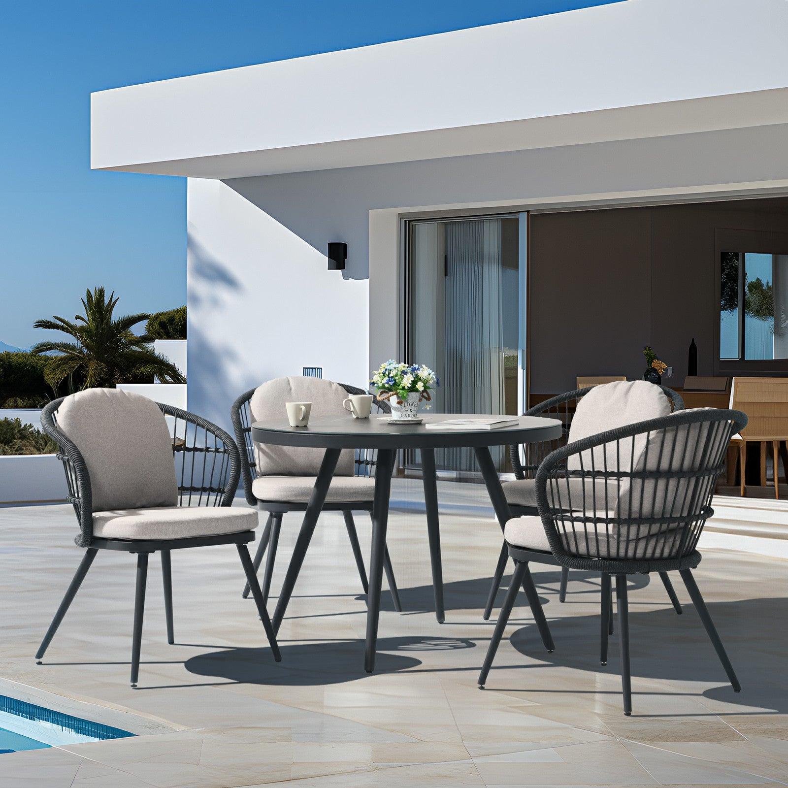 Comino Aluminum 4 Person Patio Dining Set with Round Table