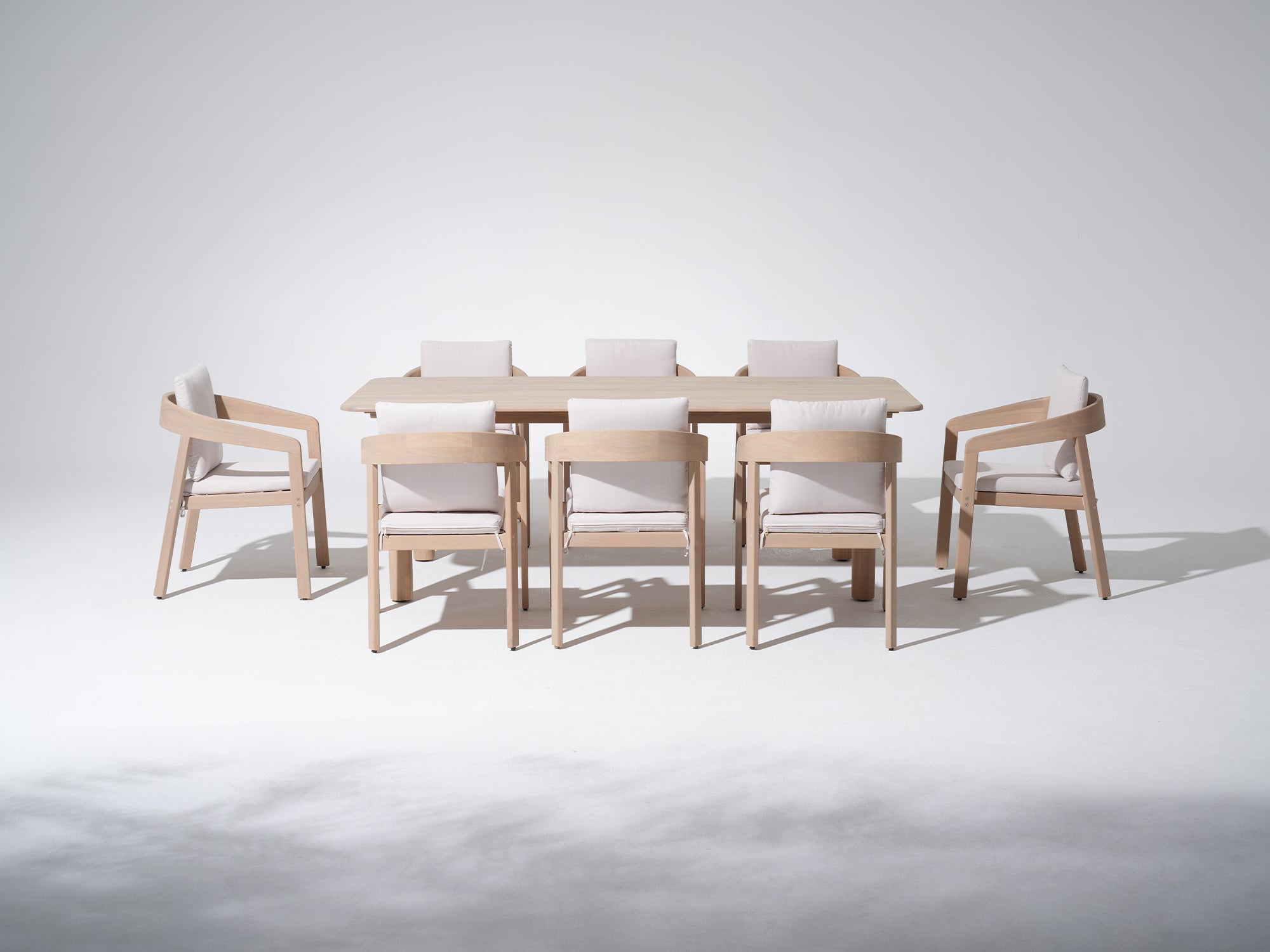 Cali Outdoor Rustic Wood Dining Set with Slatted Table for 6-8 Seats, 86.6"