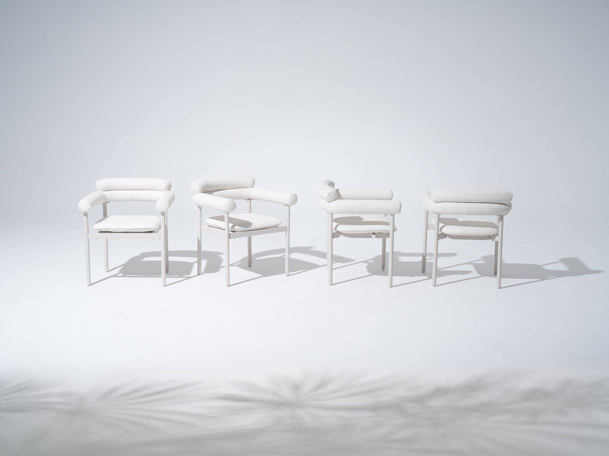 Cassis Aluminum Outdoor Dining Chair, Textured White Cushon Set of 2/4/6