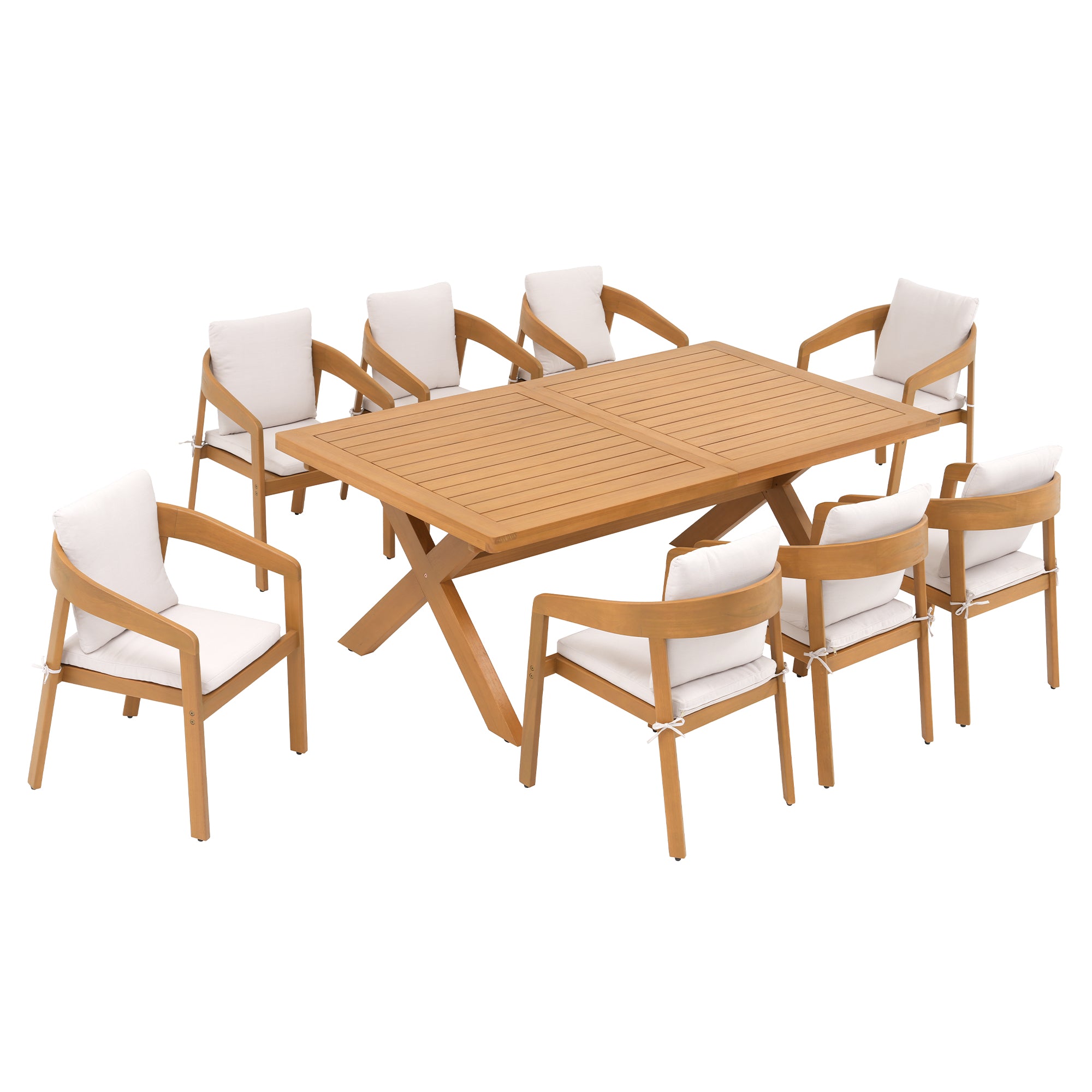 Foristern Outdoor Dining Set For 8 People, Wood & Extendable Design, 78''-108''