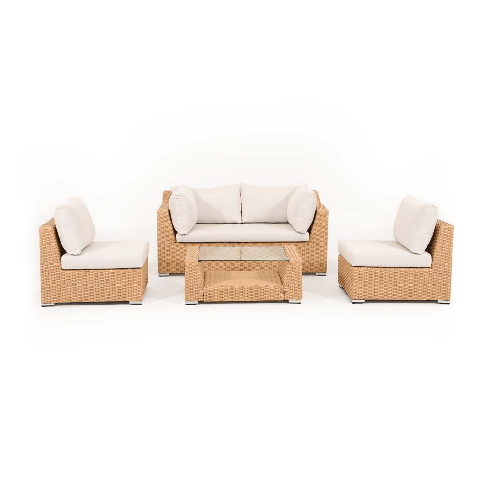 Natural Rattan Outdoor Sectional Set with Coffee Table Jardina