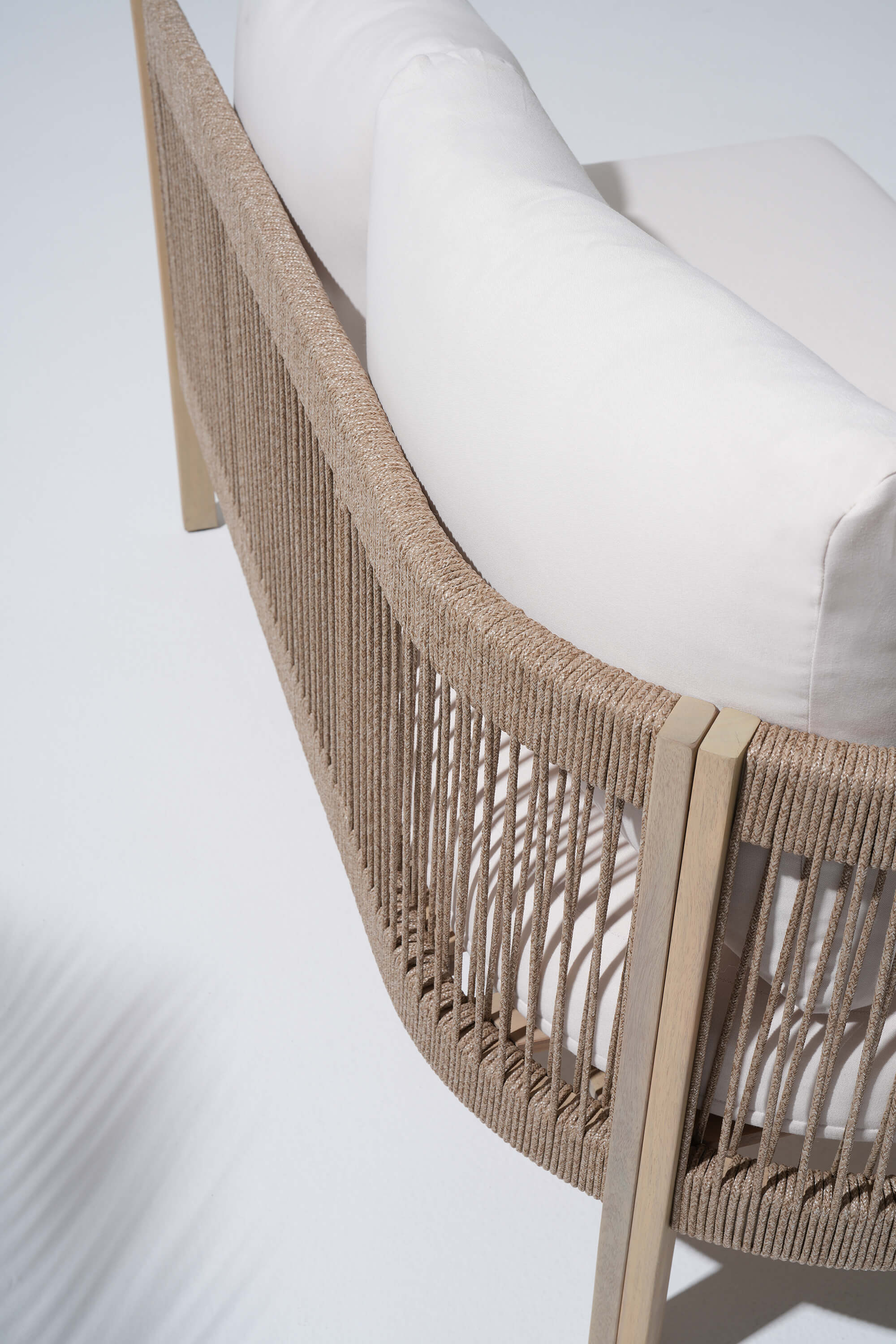 Foristern Wooden Outdoor L-Shaped Sectional Sofa Set with Hidden Storage Table, Handwoven Rope Design