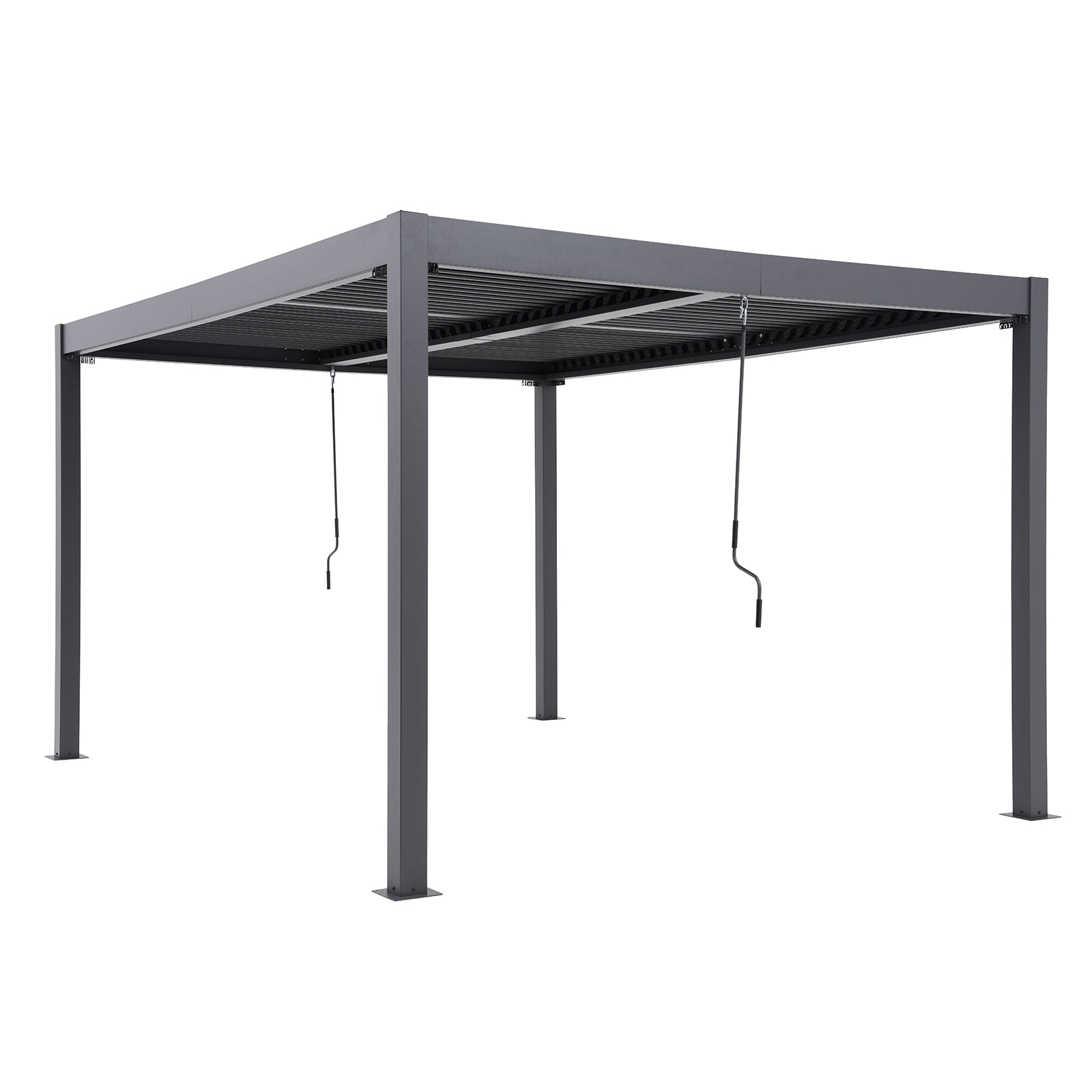 Outdoor Louvered Pergola, Adjustable Roof & Hidden Drainage – 10x13 ft & 10x20 ft, Dark Grey