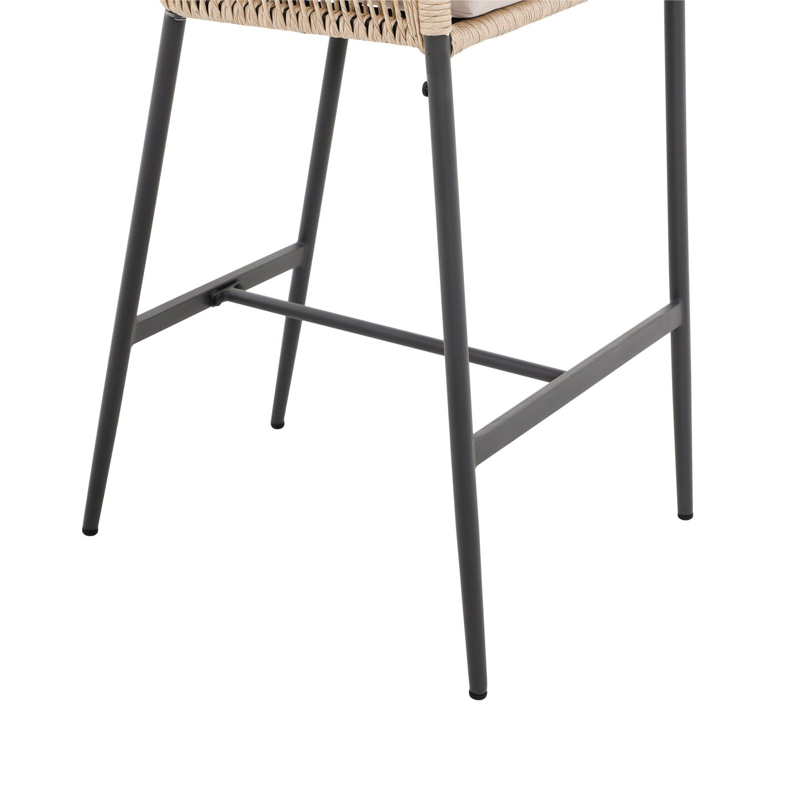 Hallerbos bar height chair, beige rattan, iron frame-Jardina furniture