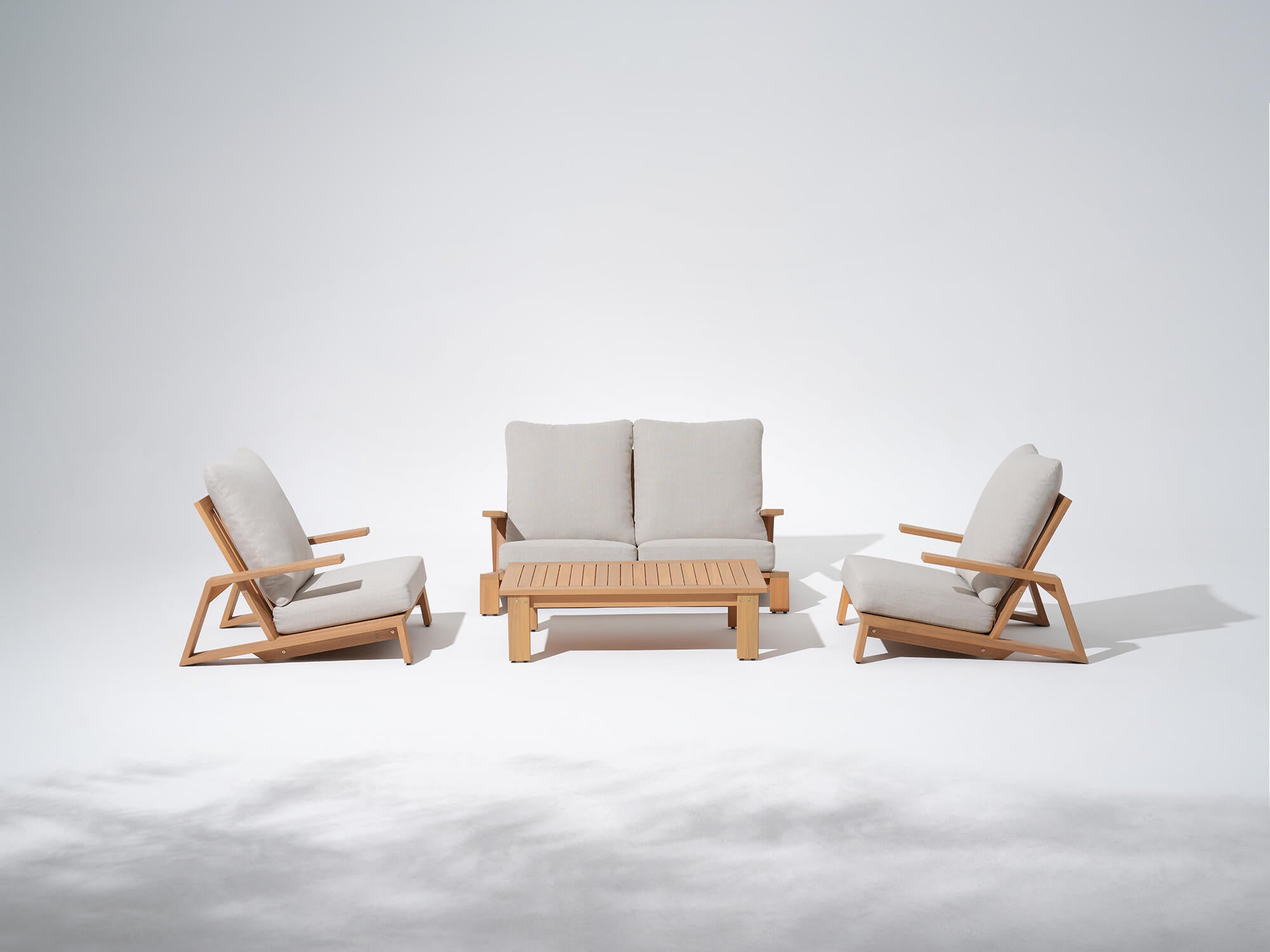 Noto 4-Piece Wood Patio Seating Set with Table, Low back Design