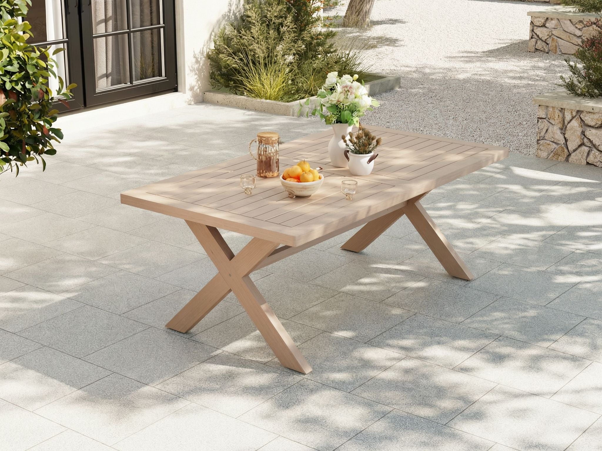 Drift Eucalyptus Wood Outdoor Dining Table With Extendable Design, 63"-87"