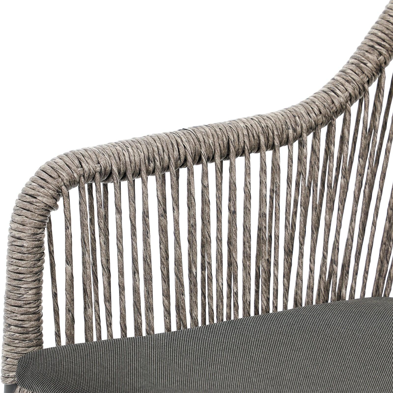 Hallerbos bar height chair,smooth armrest , grey rattan-Jardina furniture