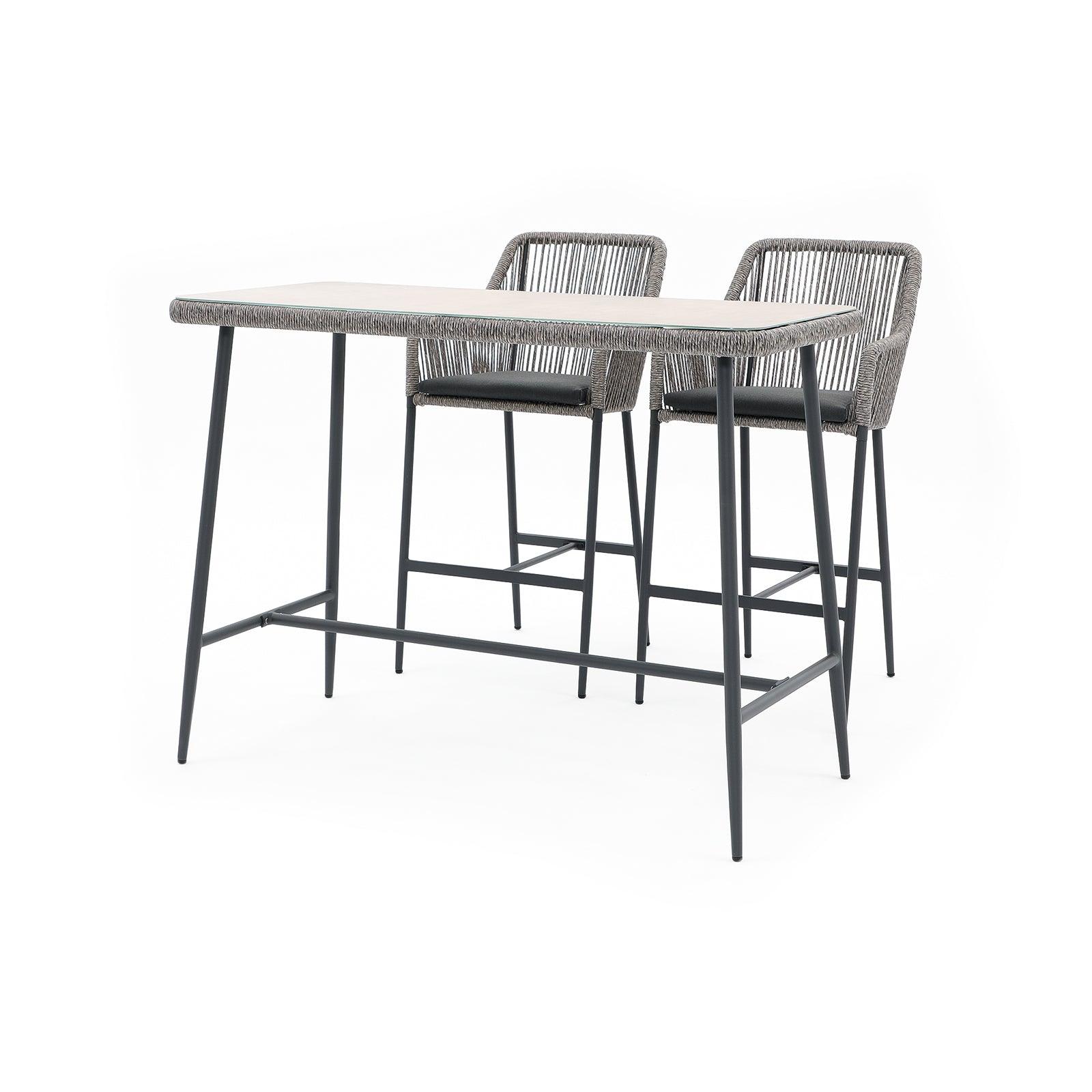 Hallerbos Rectangular Bar Height Table with Tempered Glass Top