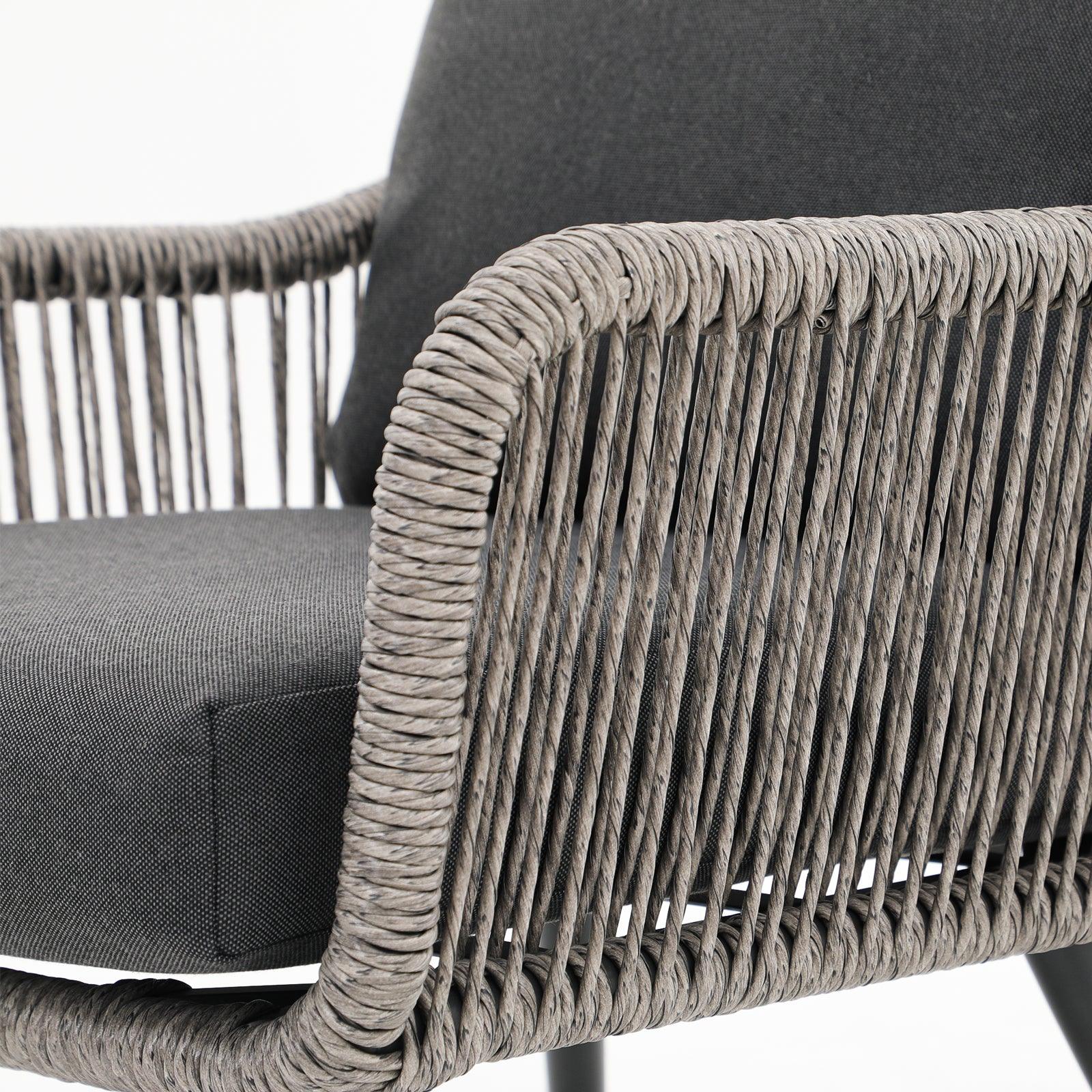 Hallerbos  outdoor arm chair with steel frame,rattan detail,#Color_Grey