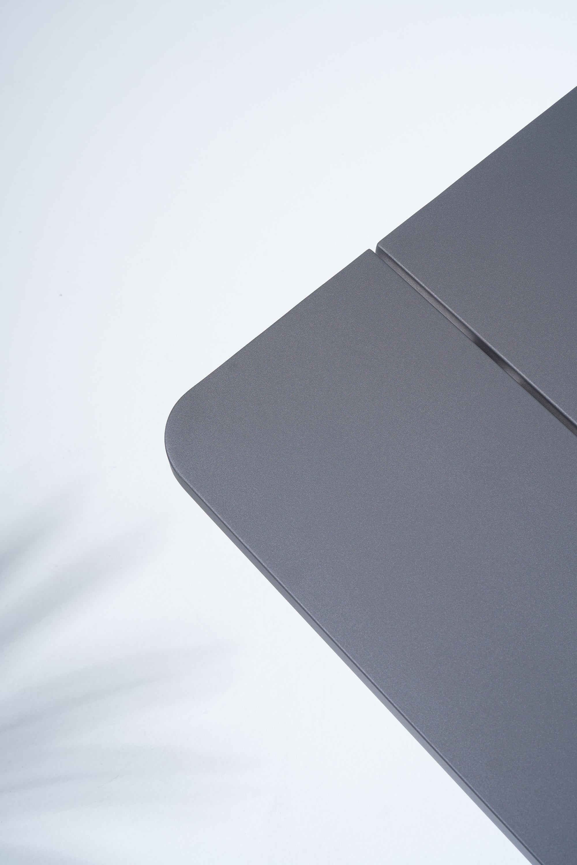 Gray aluminum table top surface 