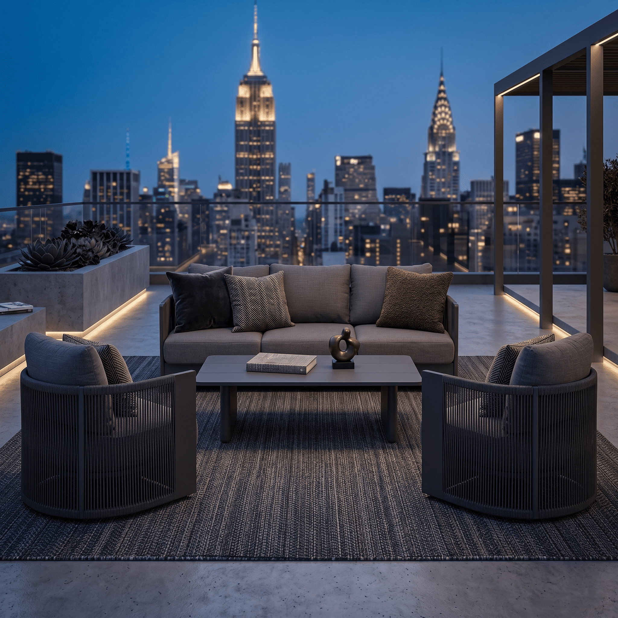 Irati 4-Piece Modern Aluminum Outdoor Seating Set with Rope Design & Coffee Table