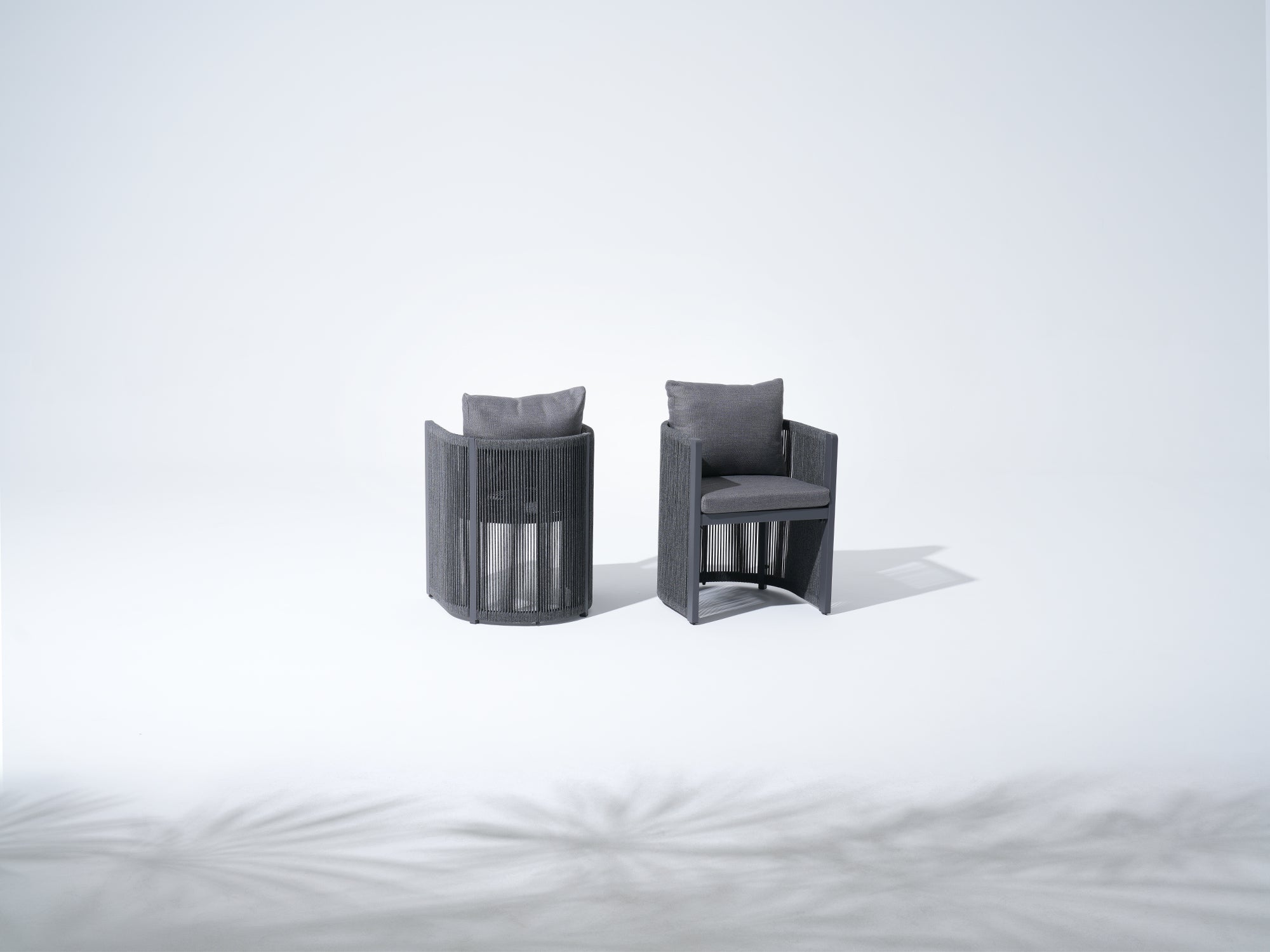 Irati Aluminum Outdoor Dining Chairs, Dark Grey, Rope Design, Set of 2