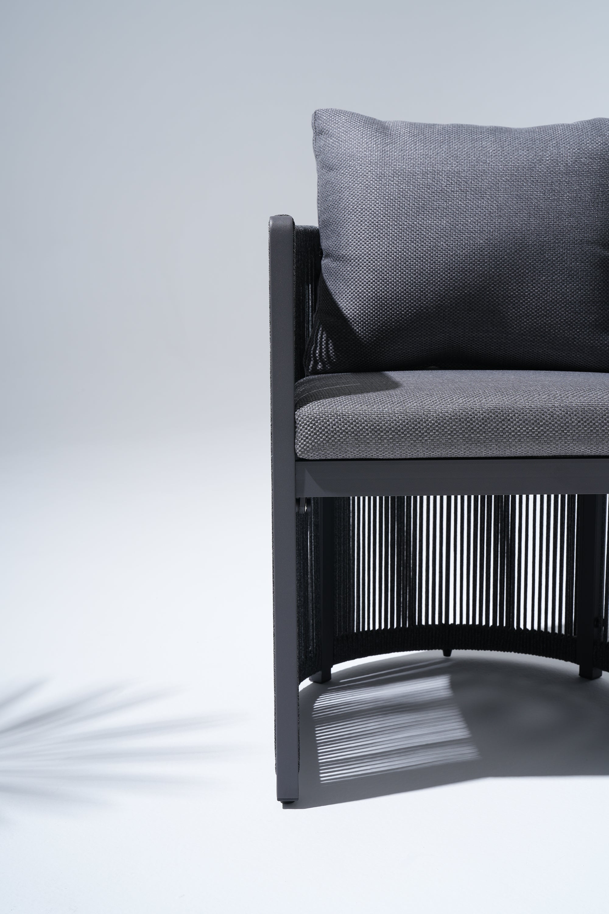 Irati Aluminum Outdoor Dining Chairs, Dark Grey, Rope Design, Set of 2