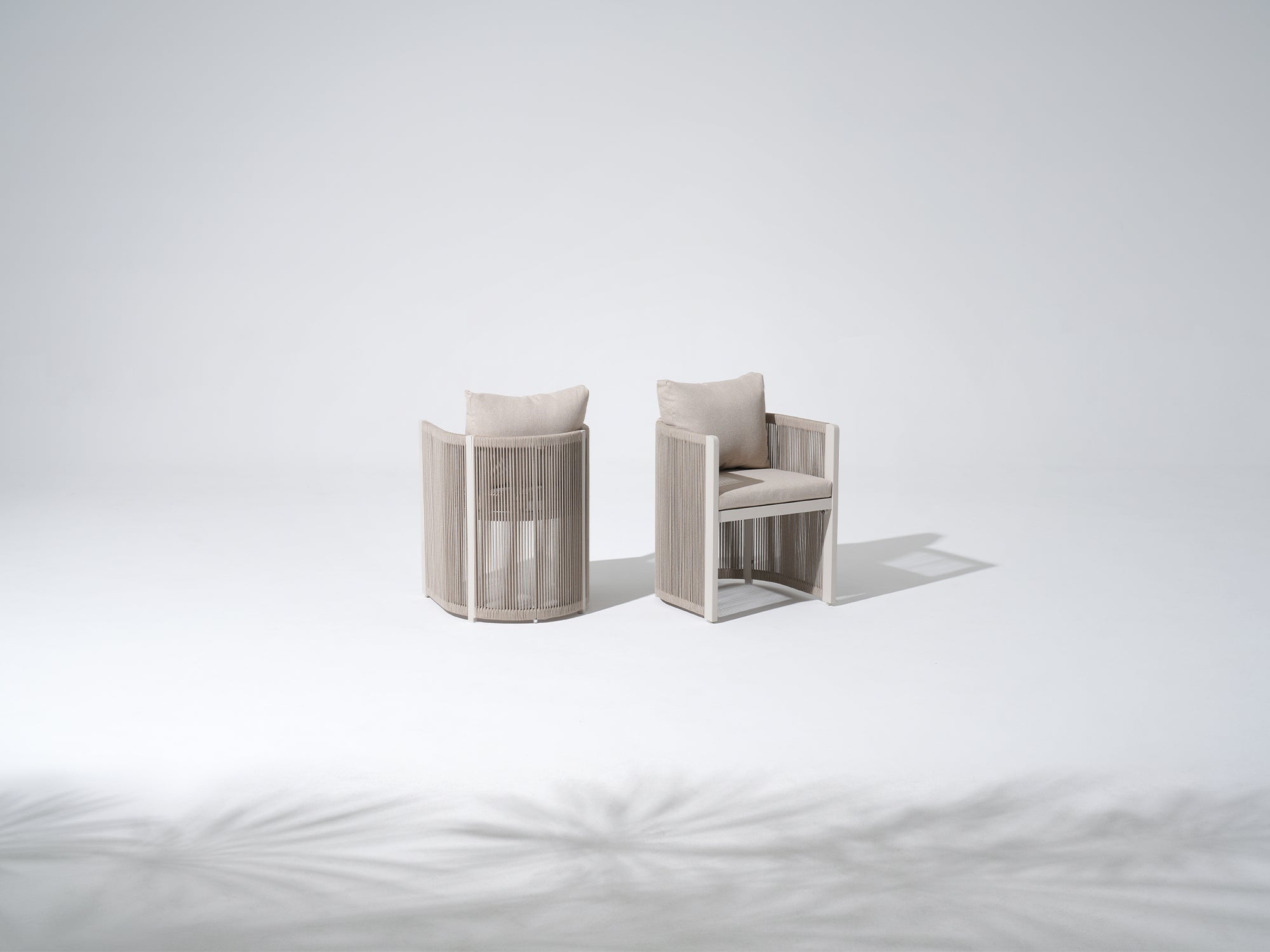 Irati Aluminum Outdoor Dining Chairs, Oyster White, Rope Design, Set of 2