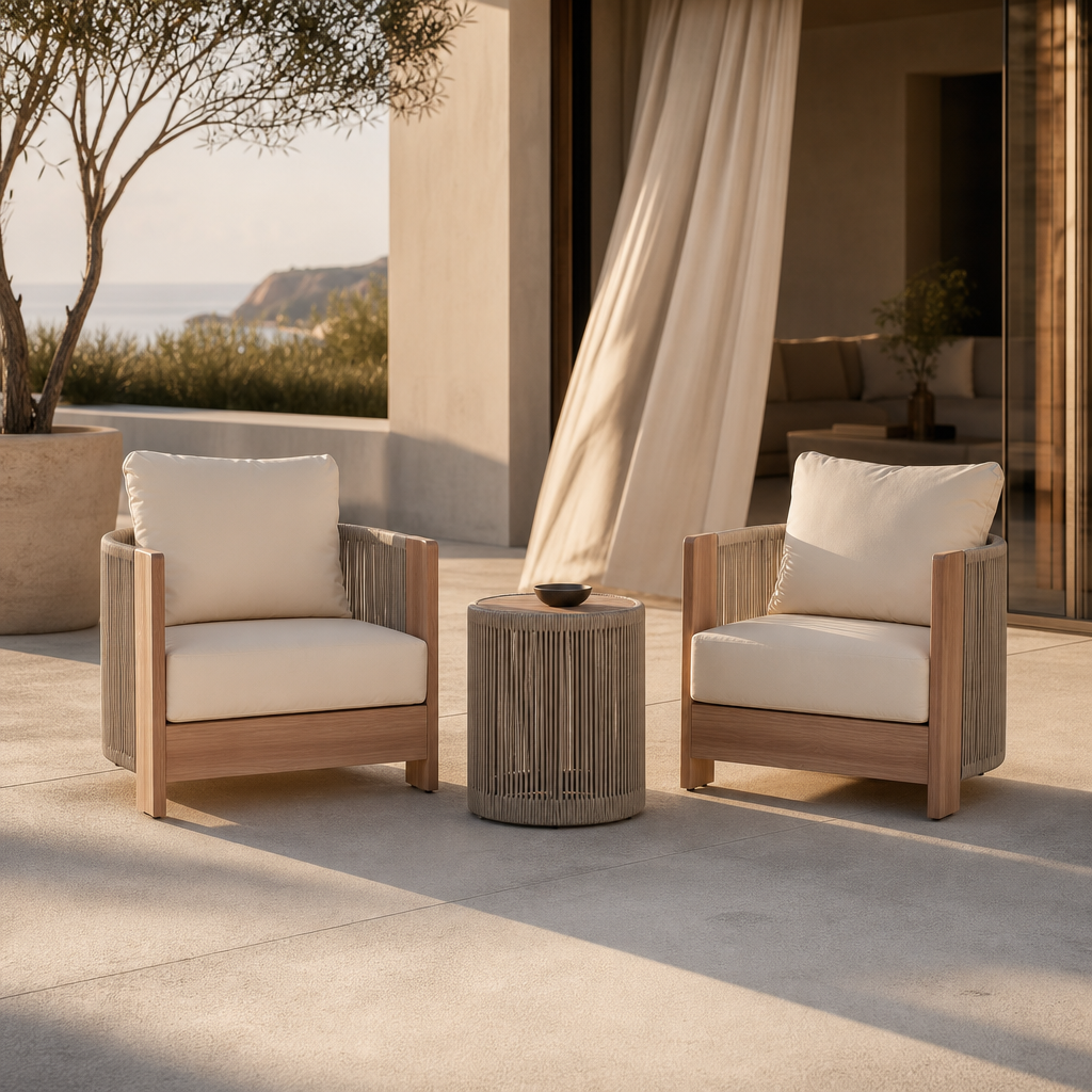 Irati 3-Piece Aluminum Outdoor Bistro Set with Rope Rattan