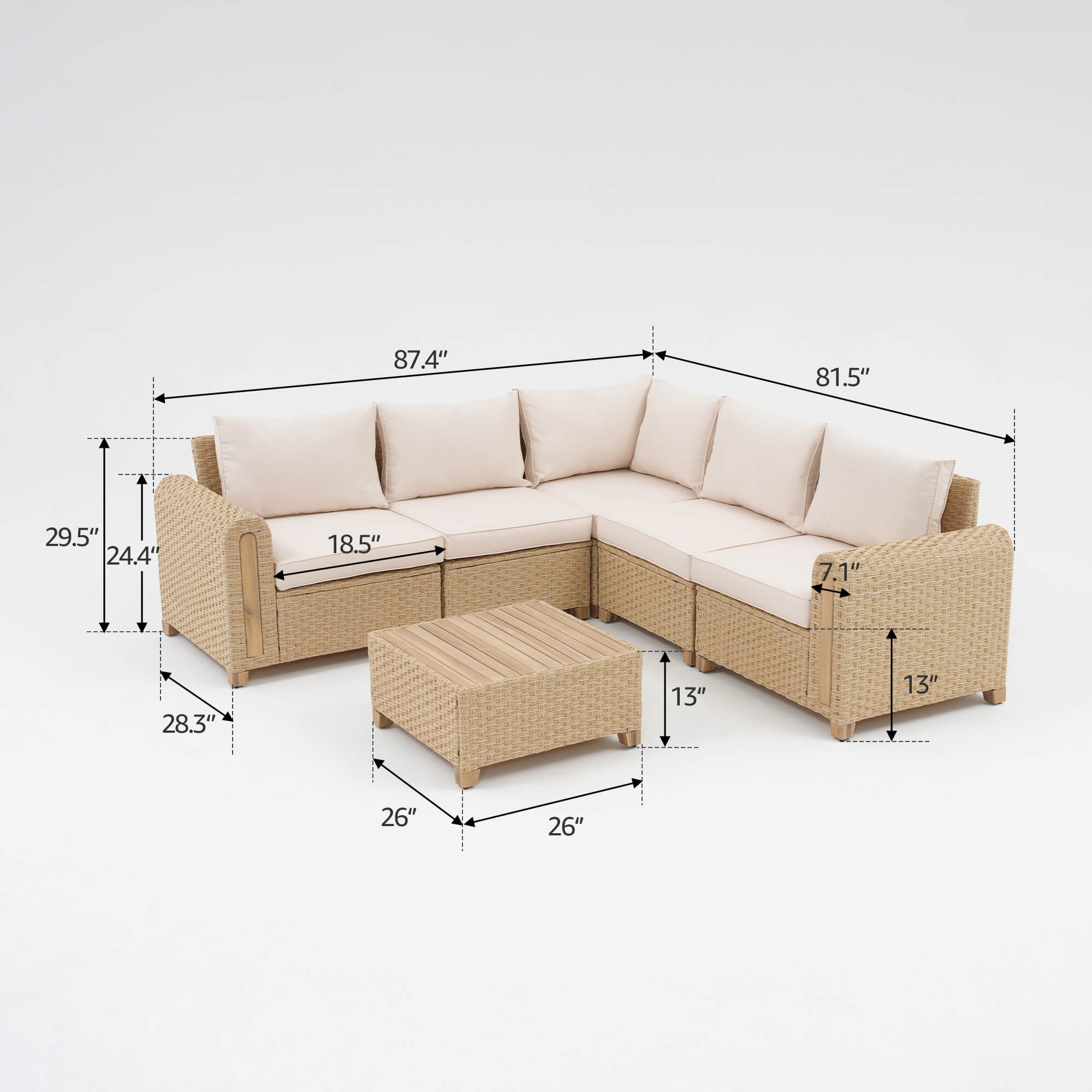 Sectional outdoor sofa dimension