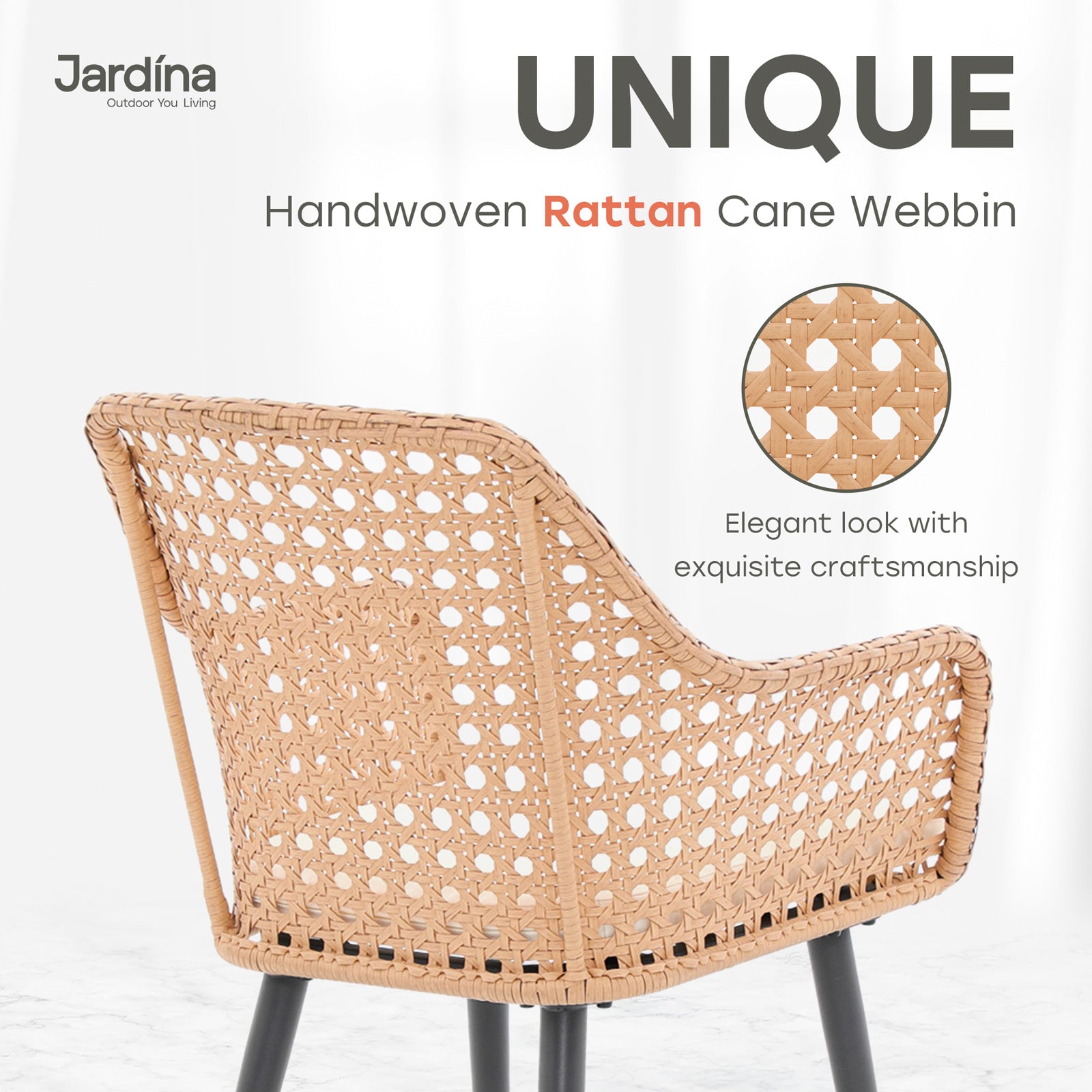 modern natural rattan outdoor dining chair, handwoven rattan detial