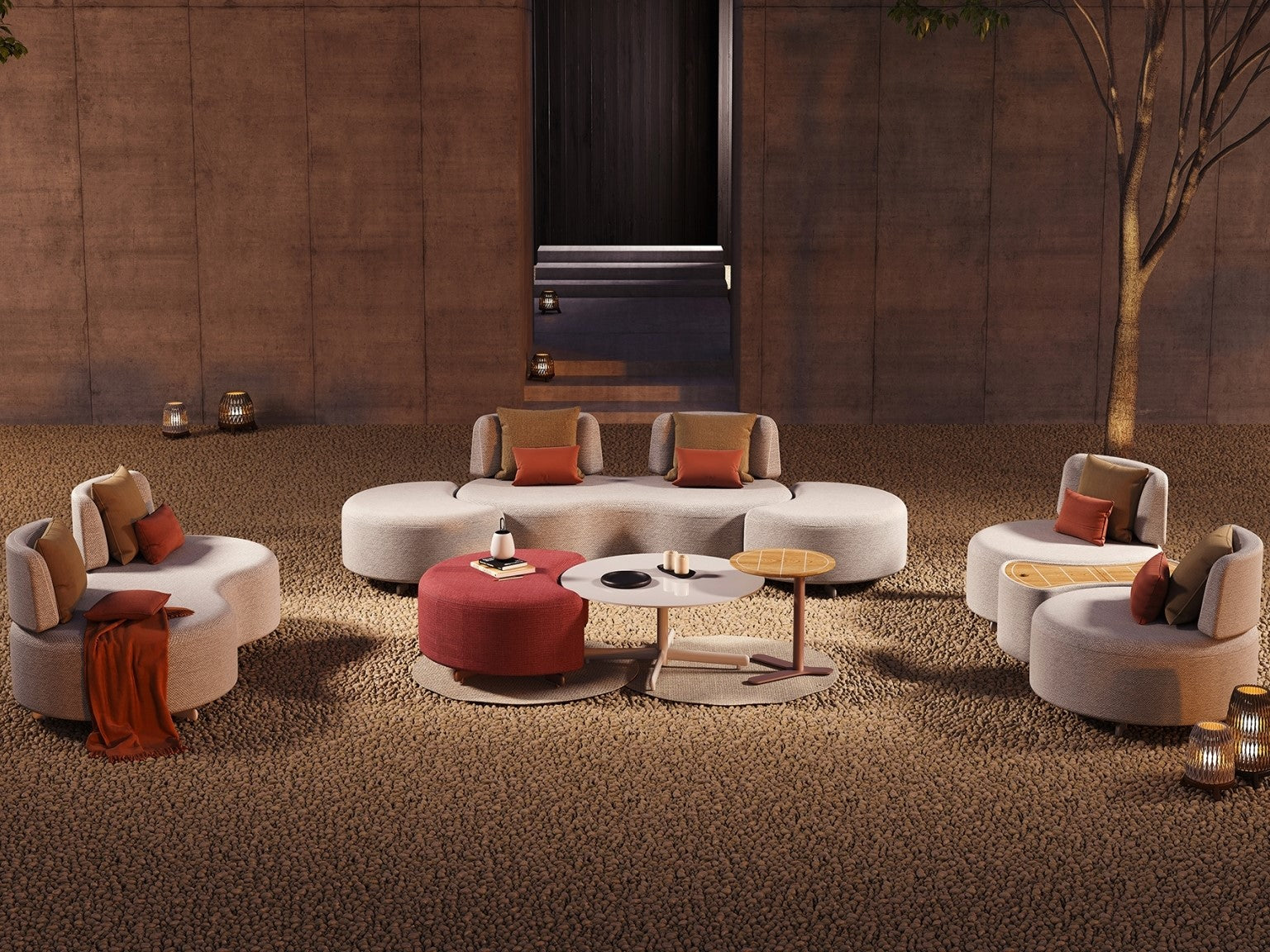 Moon 6-Seat Outdoor Sofa Set in Aluminum- Jardina Premium Modern Outdoor Patio Furniture