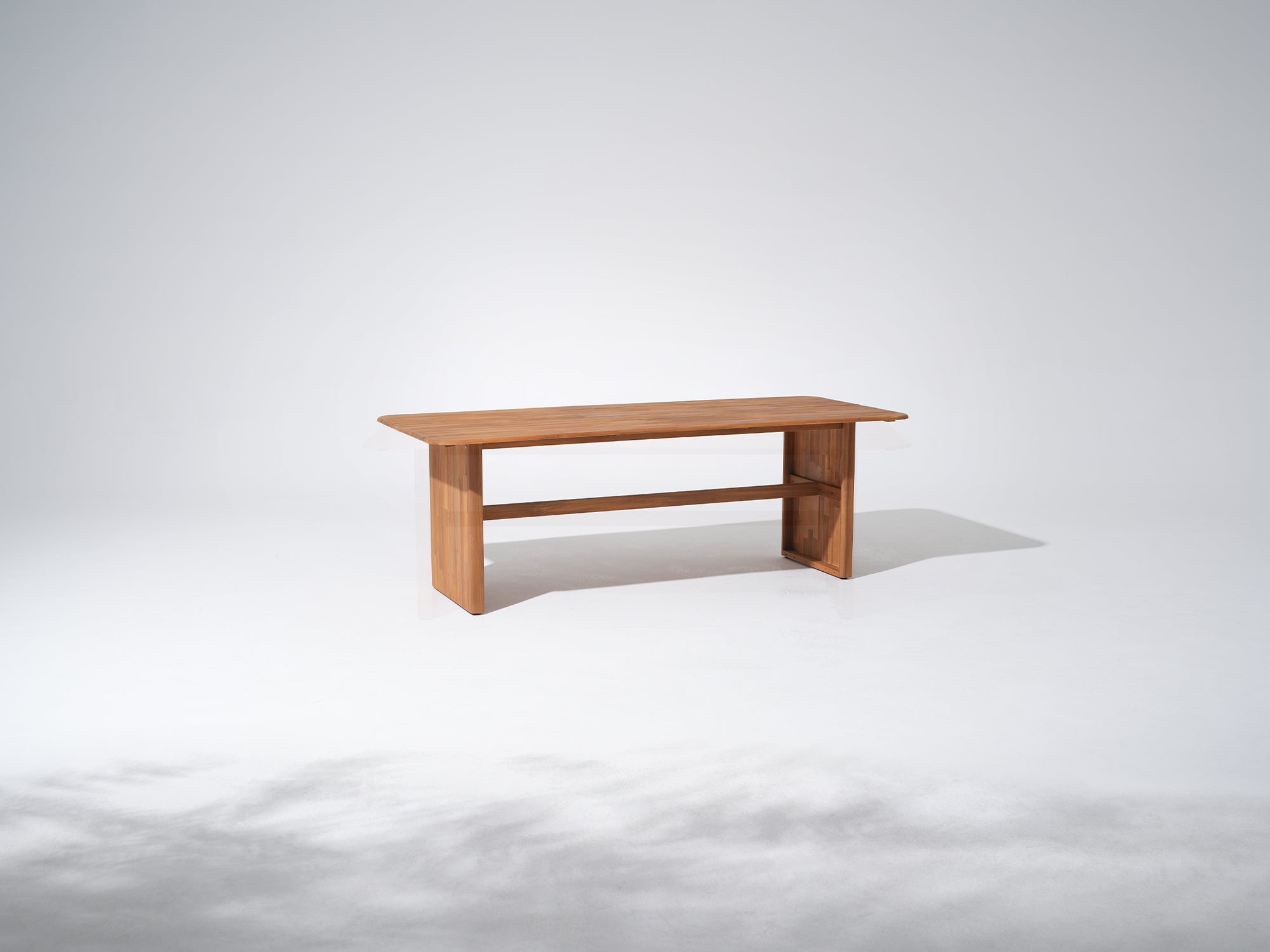 Mori Rectangular Wooden Outdoor Dining Table for 6-8 People, 86.6", Solid Side Panel Legs