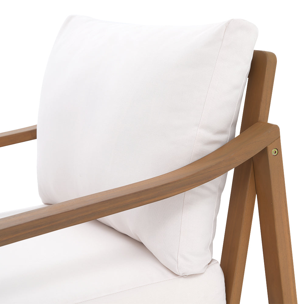 Noto single sofa chair white cushion detail- Jardina Modern Premium Patio Outdoor Furniture#Color_White