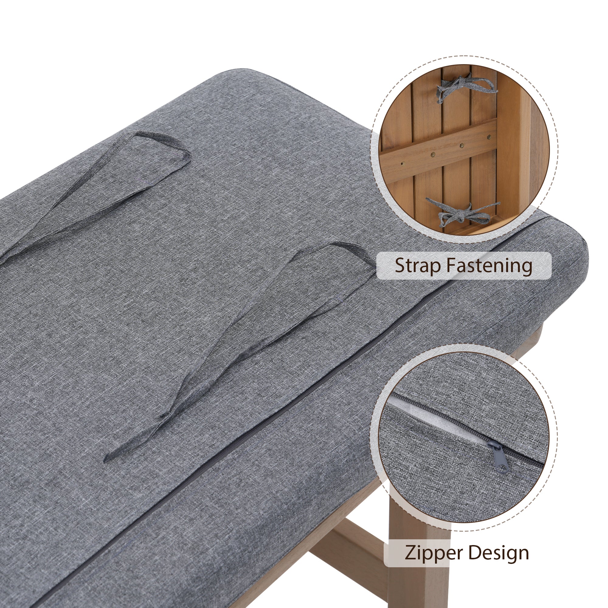 Gray cover with strap fastening and zipper design- Jardina Modern Premium Patio Outdoor Furniture