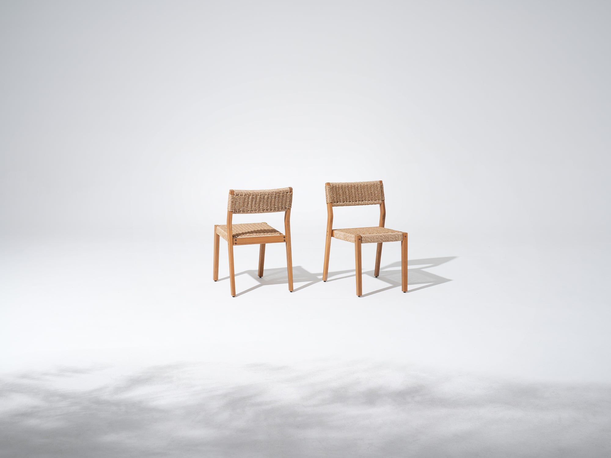 Nalia Teak-Tone Wooden Armless Chair, Hand Woven, Set of 2/4/6