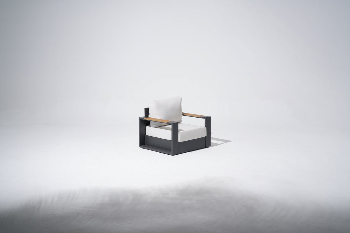 Addison Moder Addison Modern Aluminum Outdoor Lounge Chair with Cushions, Charcoal