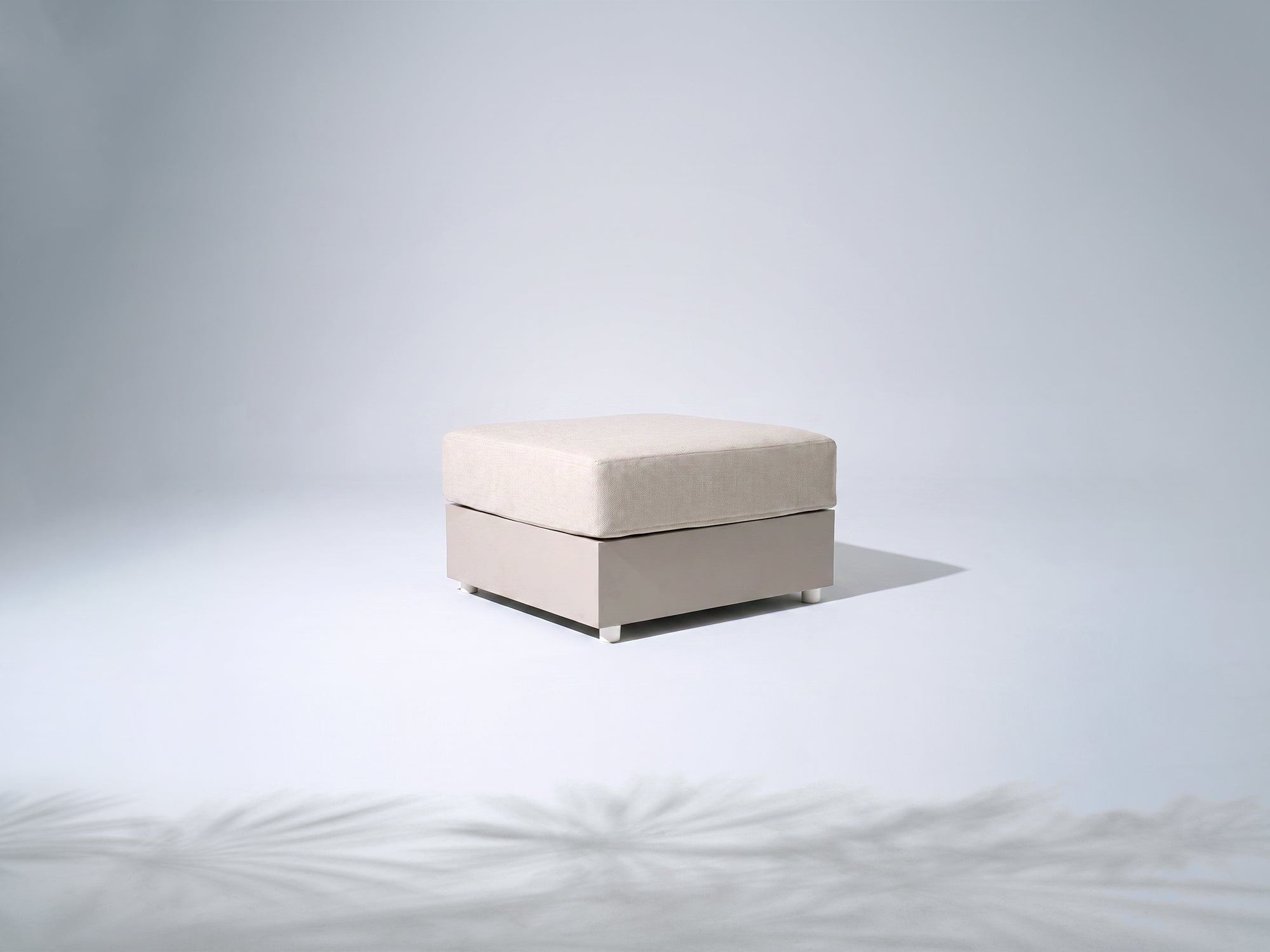 Addison Modern Aluminum Ottoman with Cushions, Charcoal/Oyster White