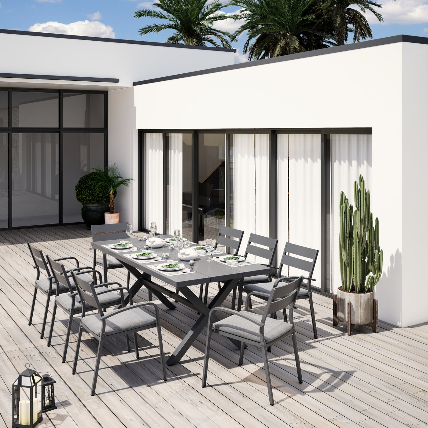 Aluminum Outdoor Dining Table Set for 8 People