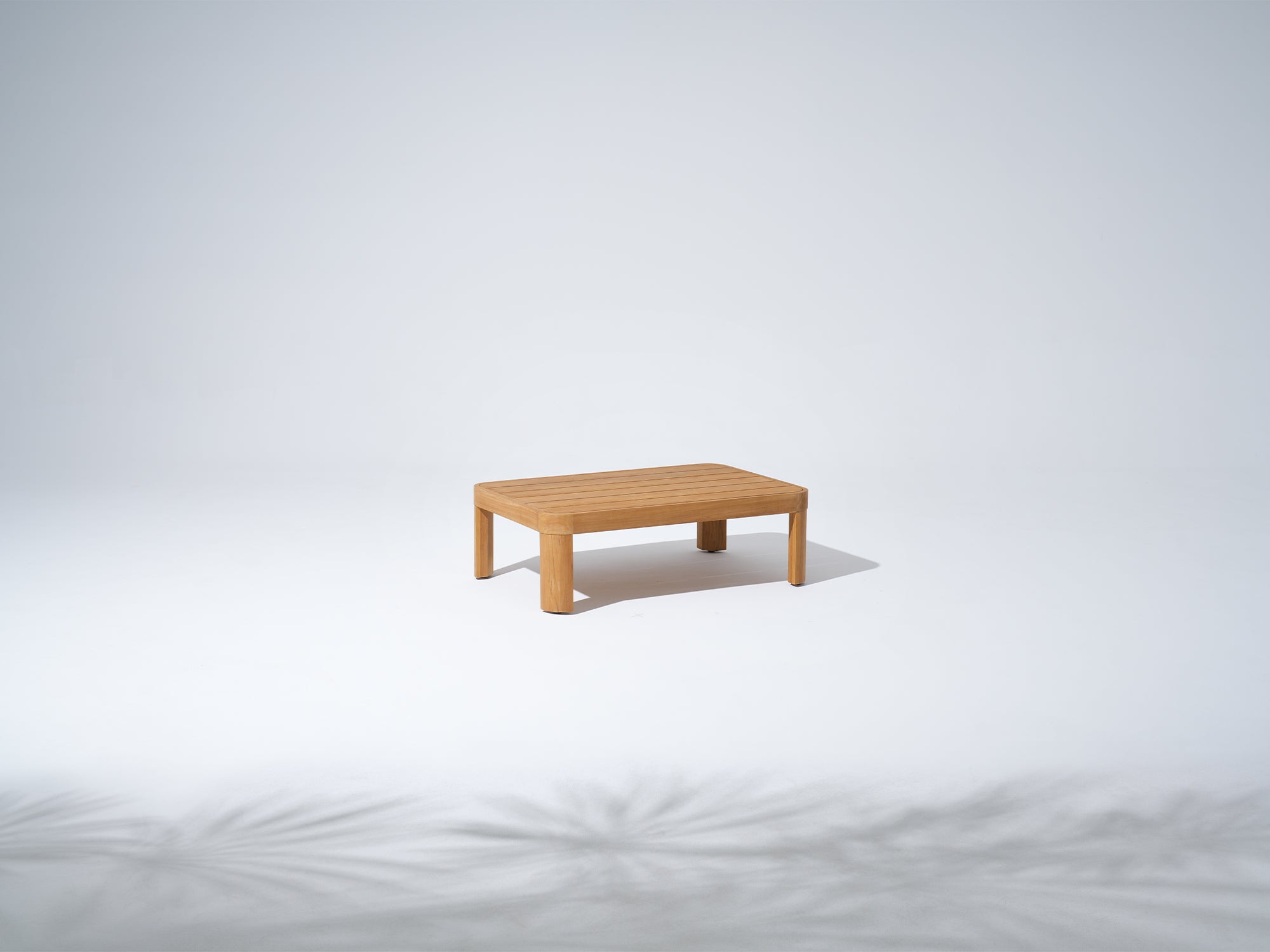 Sintra FSC-Certified Solid Teak Outdoor Coffee Table, Sculptural Slatted Tabletop