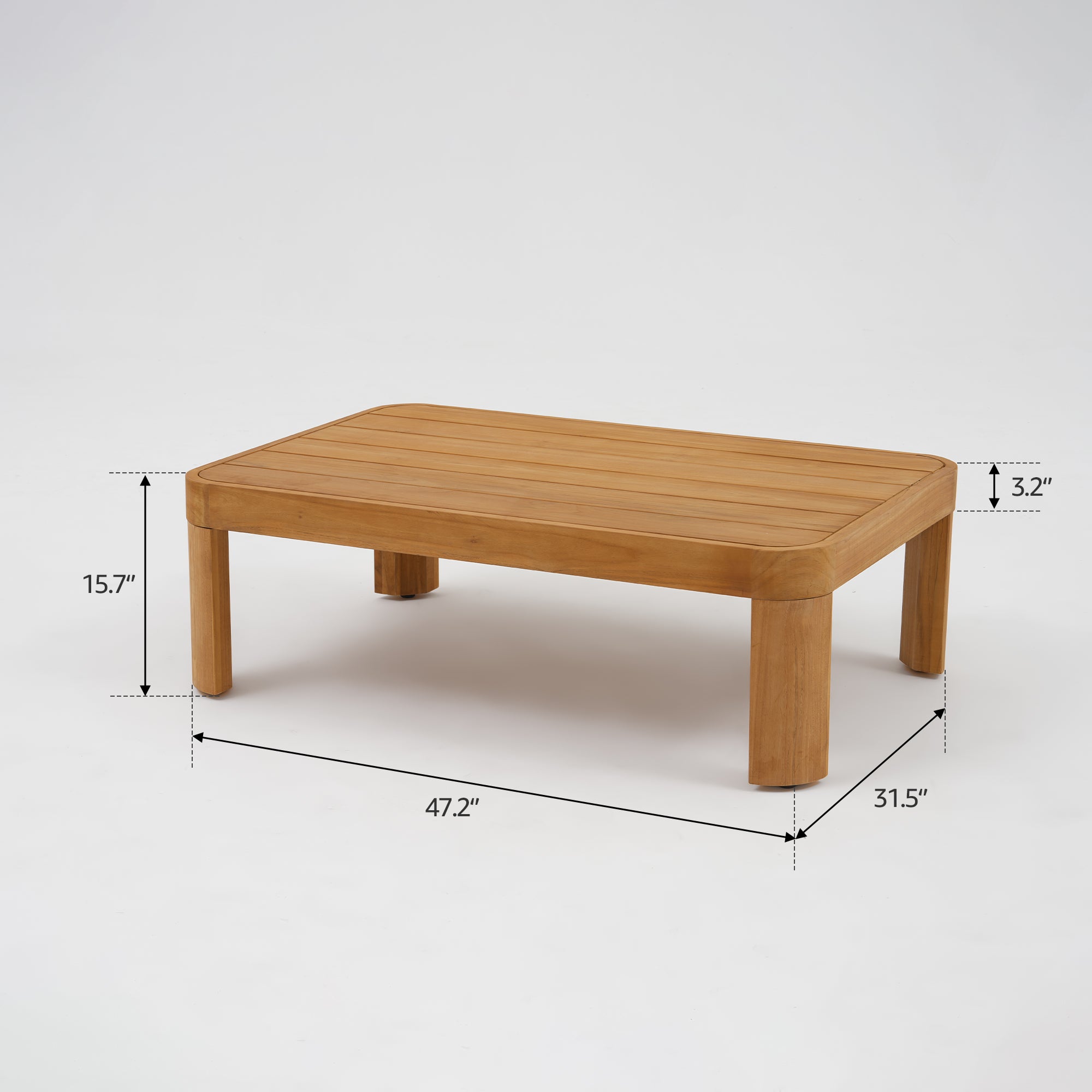 Sintra FSC-Certified Solid Teak Outdoor Coffee Table, Sculptural Slatted Tabletop