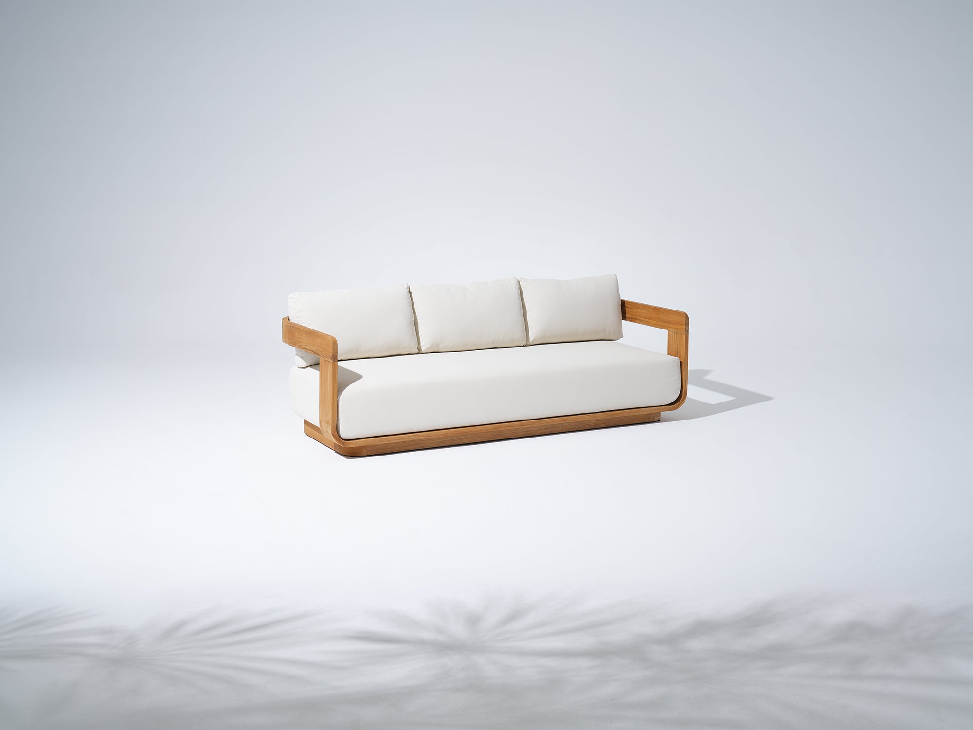 Sintra FSC-Certified Solid Teak Outdoor 3-Seater Sofa, Sculptural Frame with Olefin Cushions