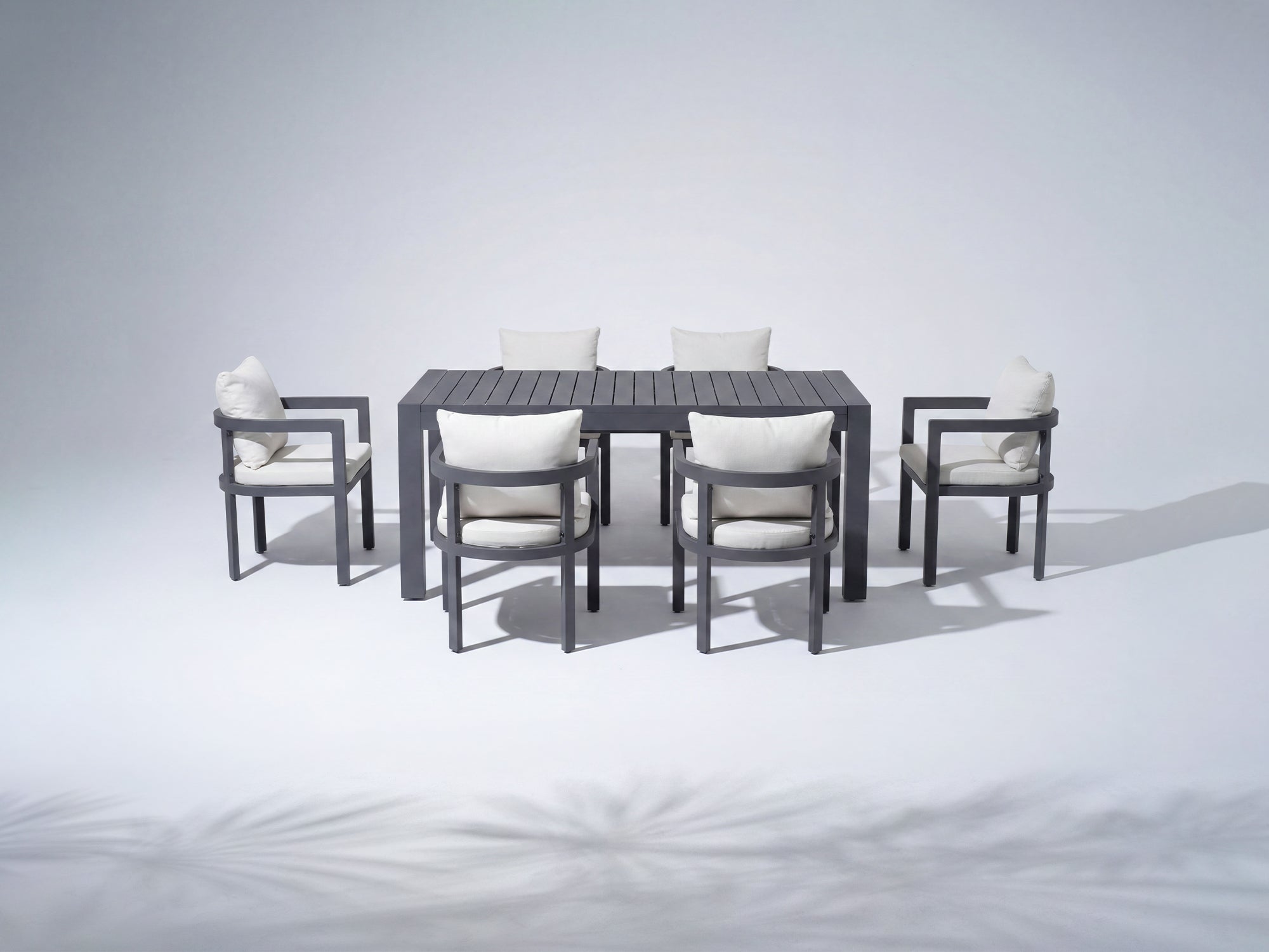 Sova Outdoor Aluminum Dining Set for 6-10 People, Charcoal Frame, Extendable Table