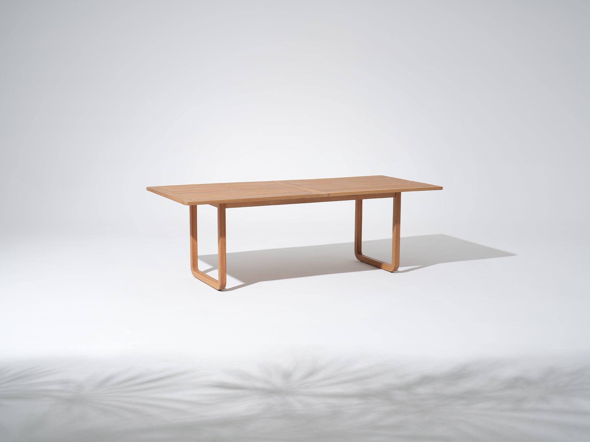 Amaya Wooden Dining Table with Umbrella Hole for 6-8 People, Teak Finish, 90.6"