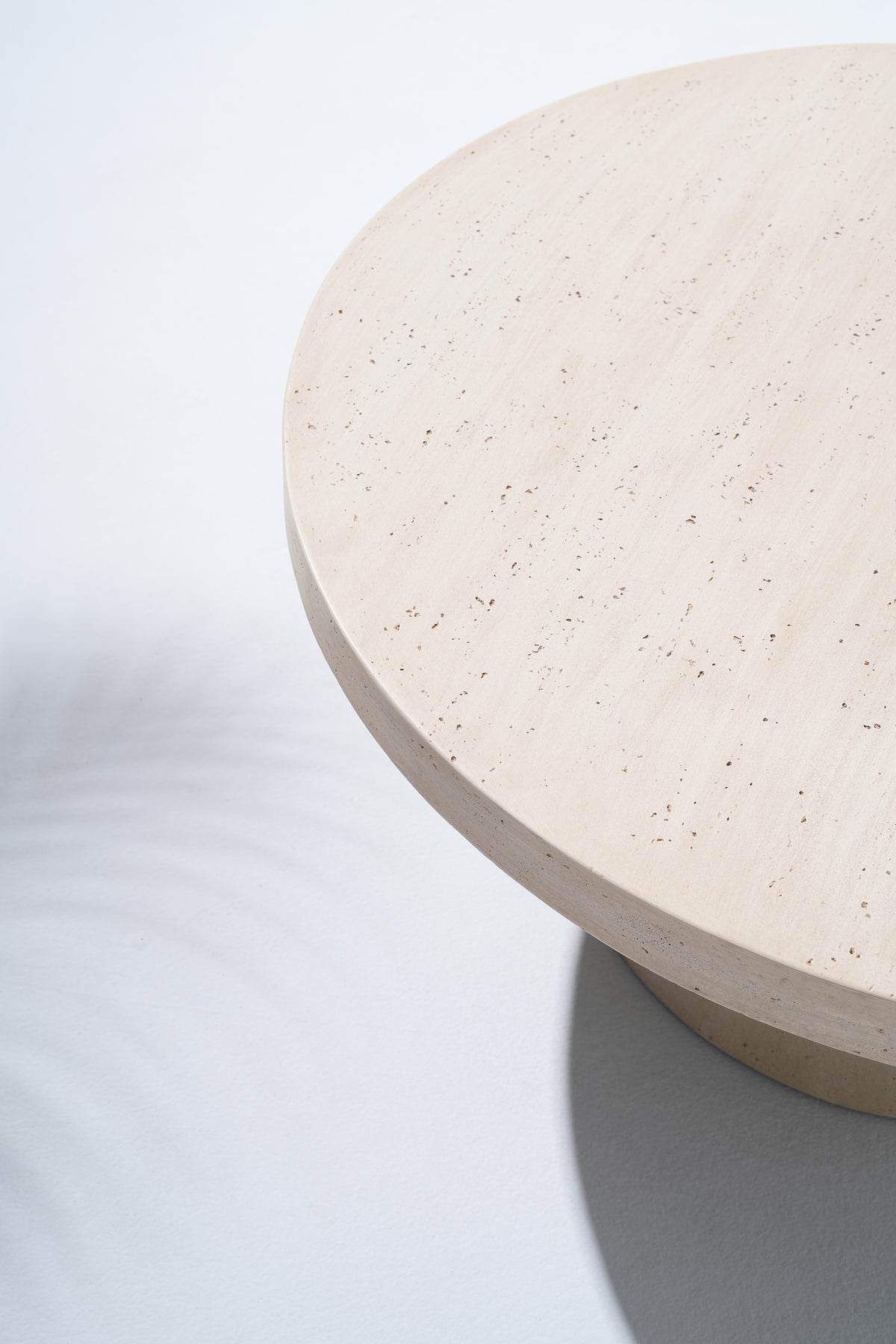 Matera Outdoor Concrete Coffee Table, Textured Travertine finish & Smooth Pure White