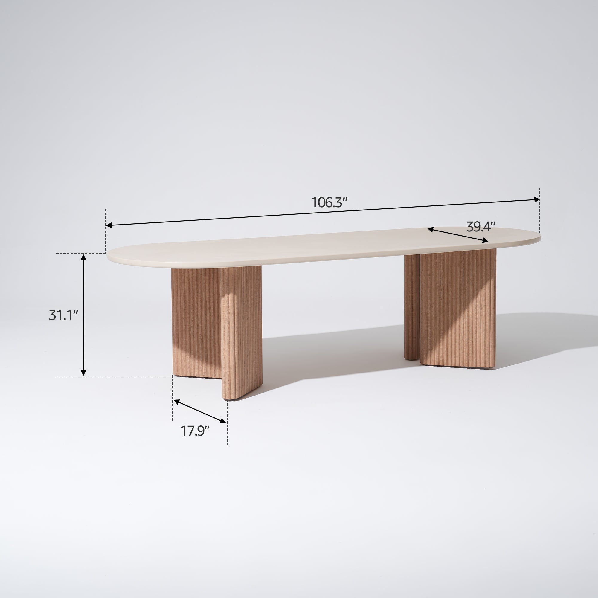 Tellus Outdoor Dining Table for 6-8 People, 106.3", Eucalyptus Wood & Super Stone